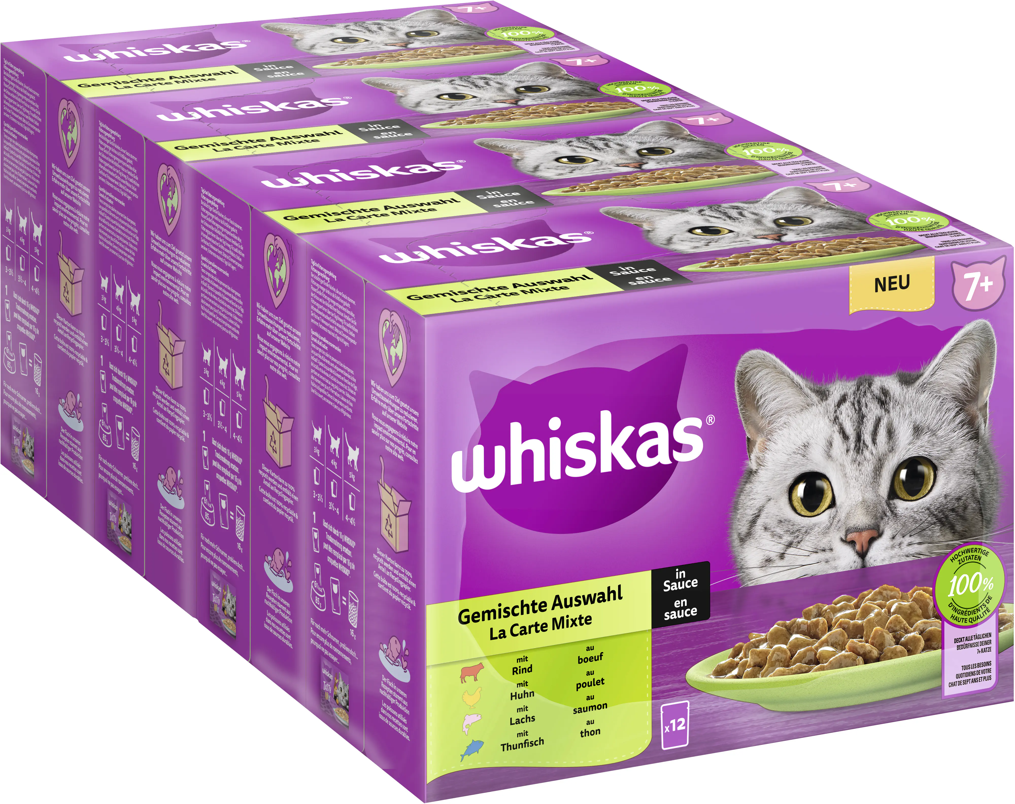 Whiskas Multipack Senior 7+ gemischte Auswahl in Sauce Katzenfutter 12 x 85 g