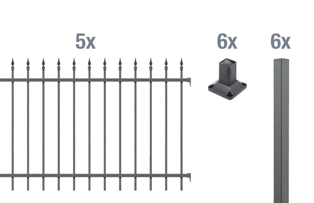Alberts Komplettset Zaun Chaussee 10 m 120 cm anthrazit zA Alberts Komplettset Zaun Chaussee 10 m 120 cm anthrazit zA