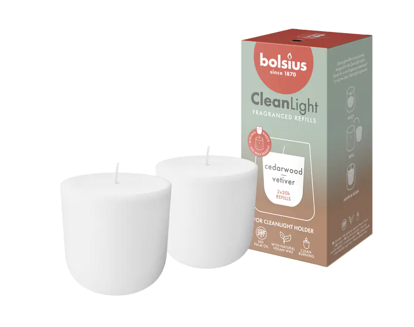 Bolsius Cleanlight Duft-Nachfüller 2er Pack Zedernholz & Vetiver