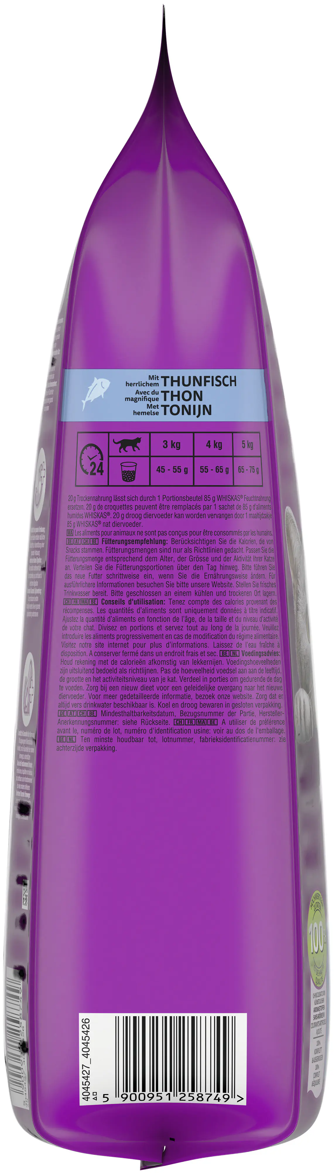 Whiskas Beutel Trocken Adult 1+ mit Thunfisch 3,8 kg