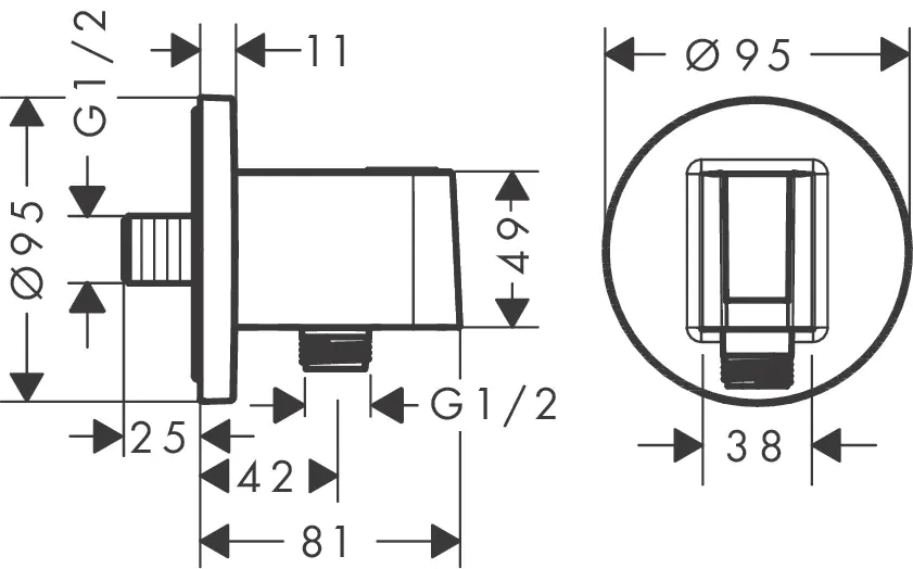 Hansgrohe Wandanschluss mit Brausehalter & Rückflussverhinderer FixFit S chrom