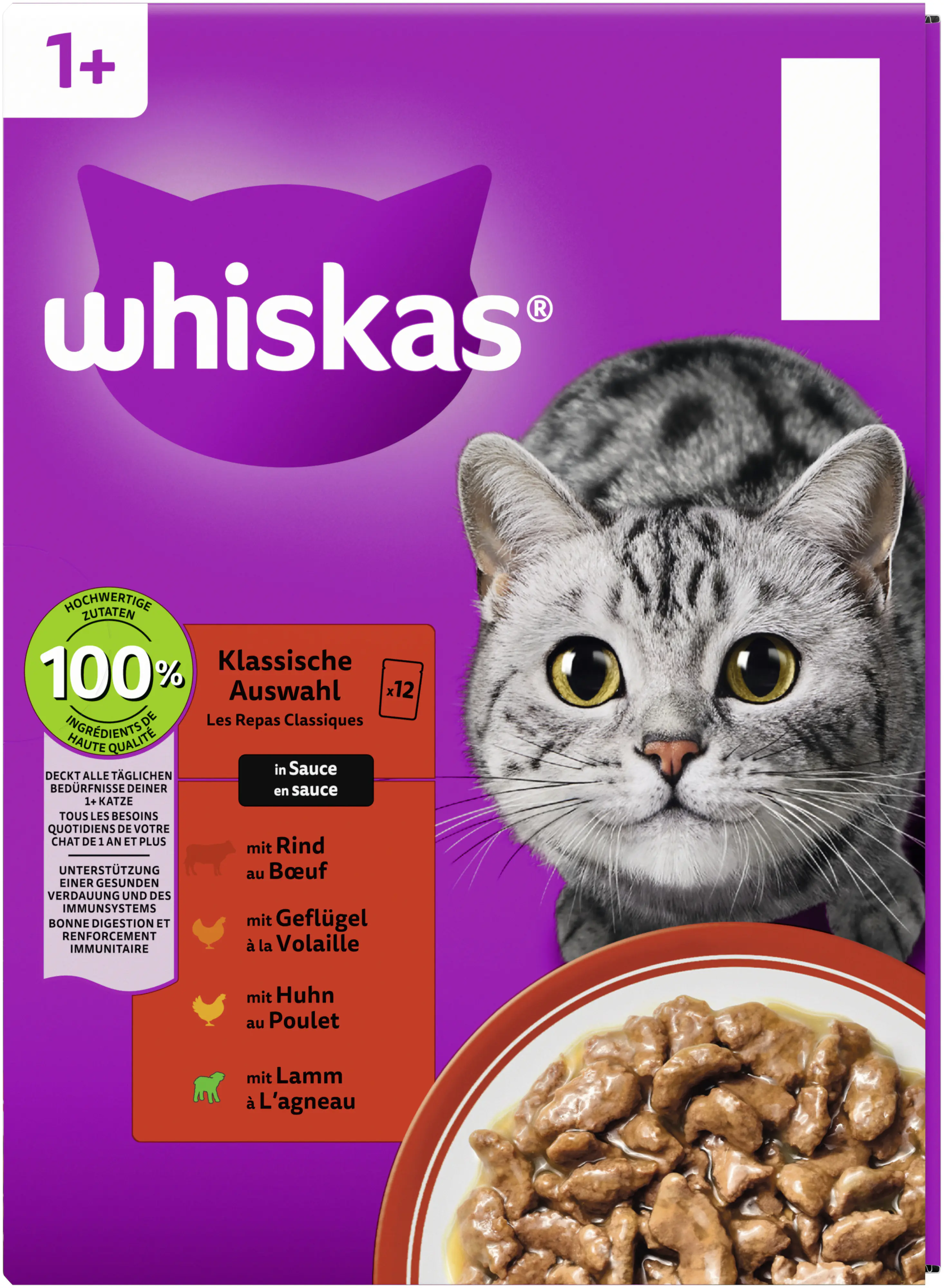 Whiskas Multipack klassische Auswahl in Sauce Katzenfutter 12 x 85 g