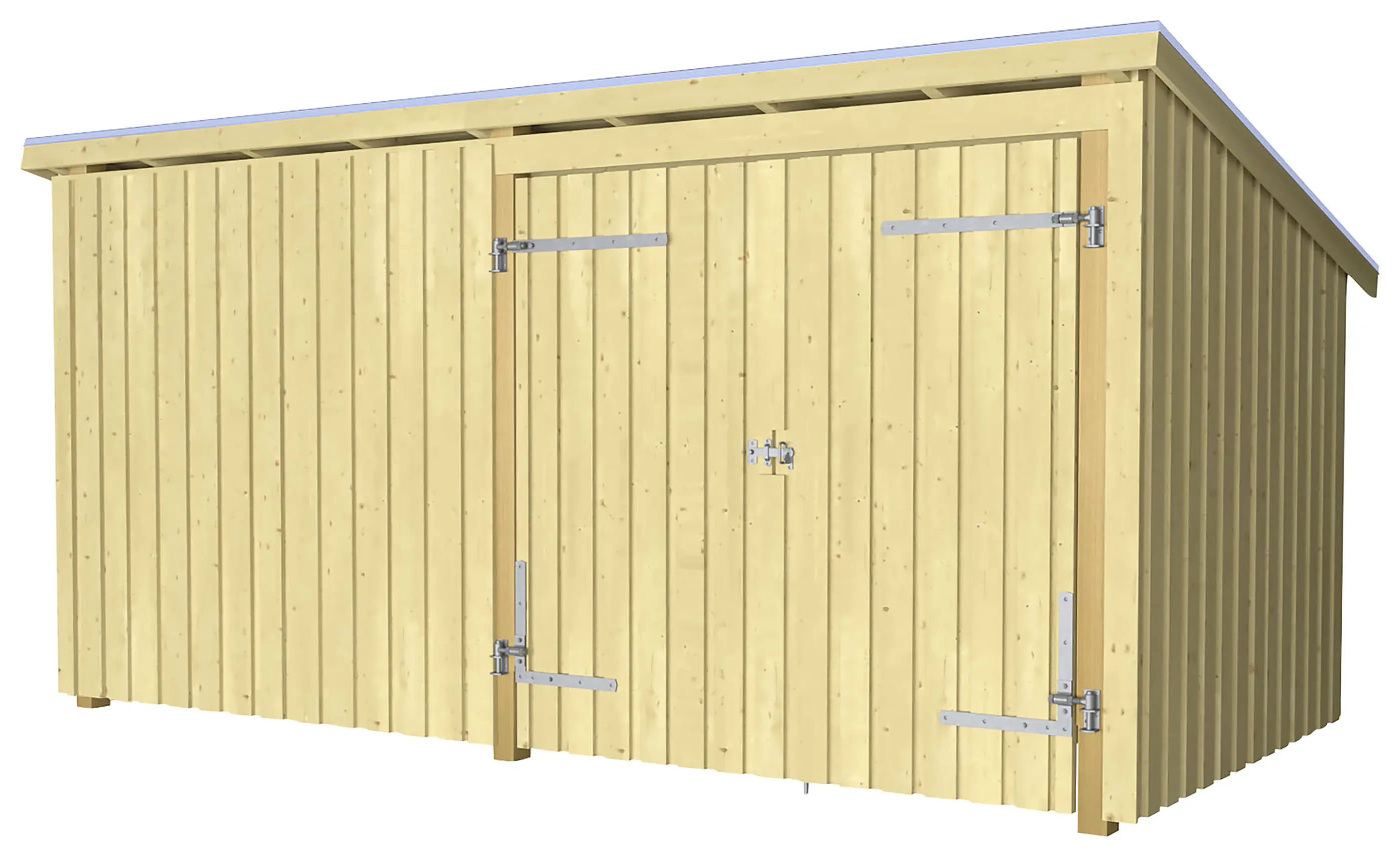 Plus Gartenhaus Nordic Multi 416 x 208 cm natur mit Doppeltür, Dachpappe