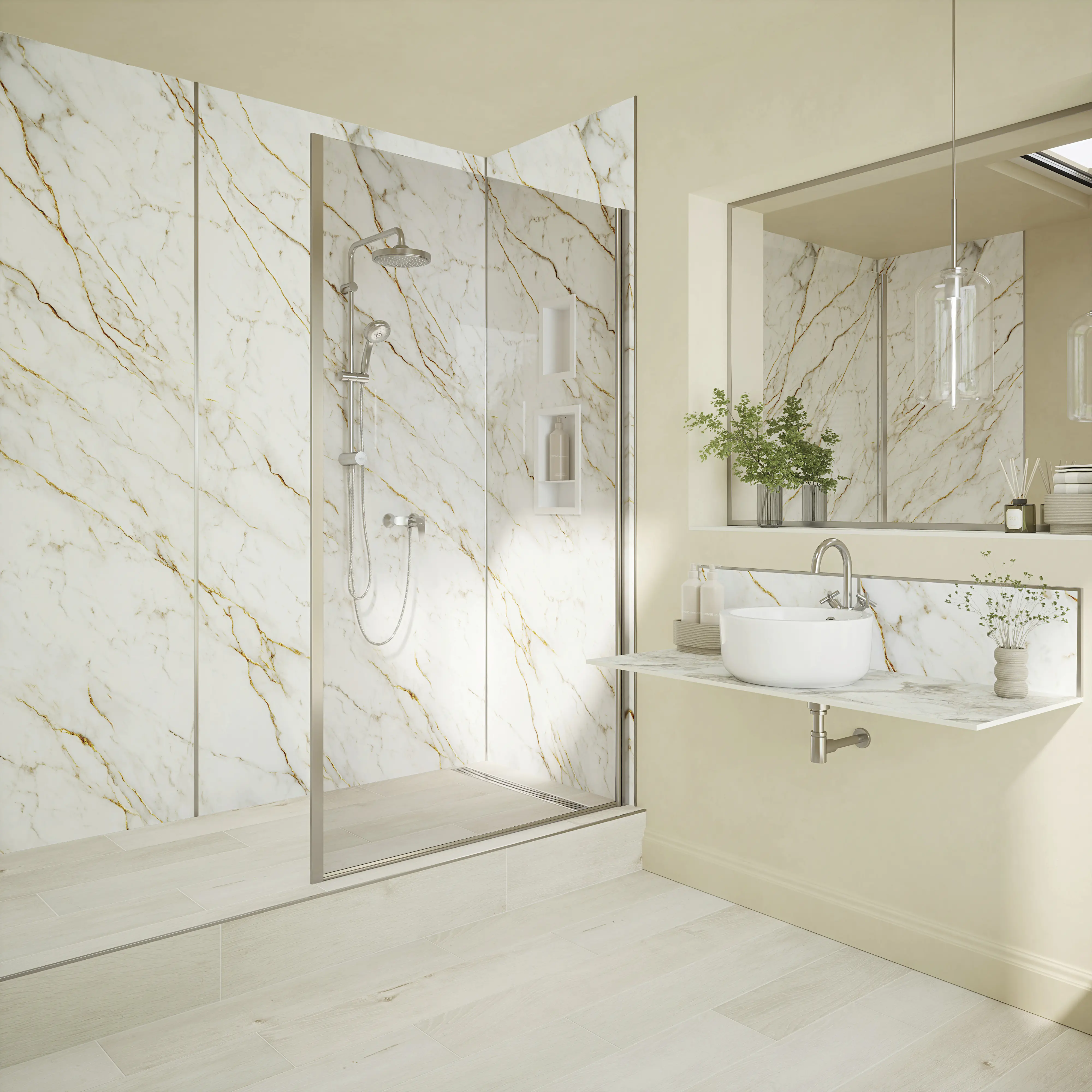 Wetwall Alloy Duschrückwand Norris Marble 60 x 244 cm