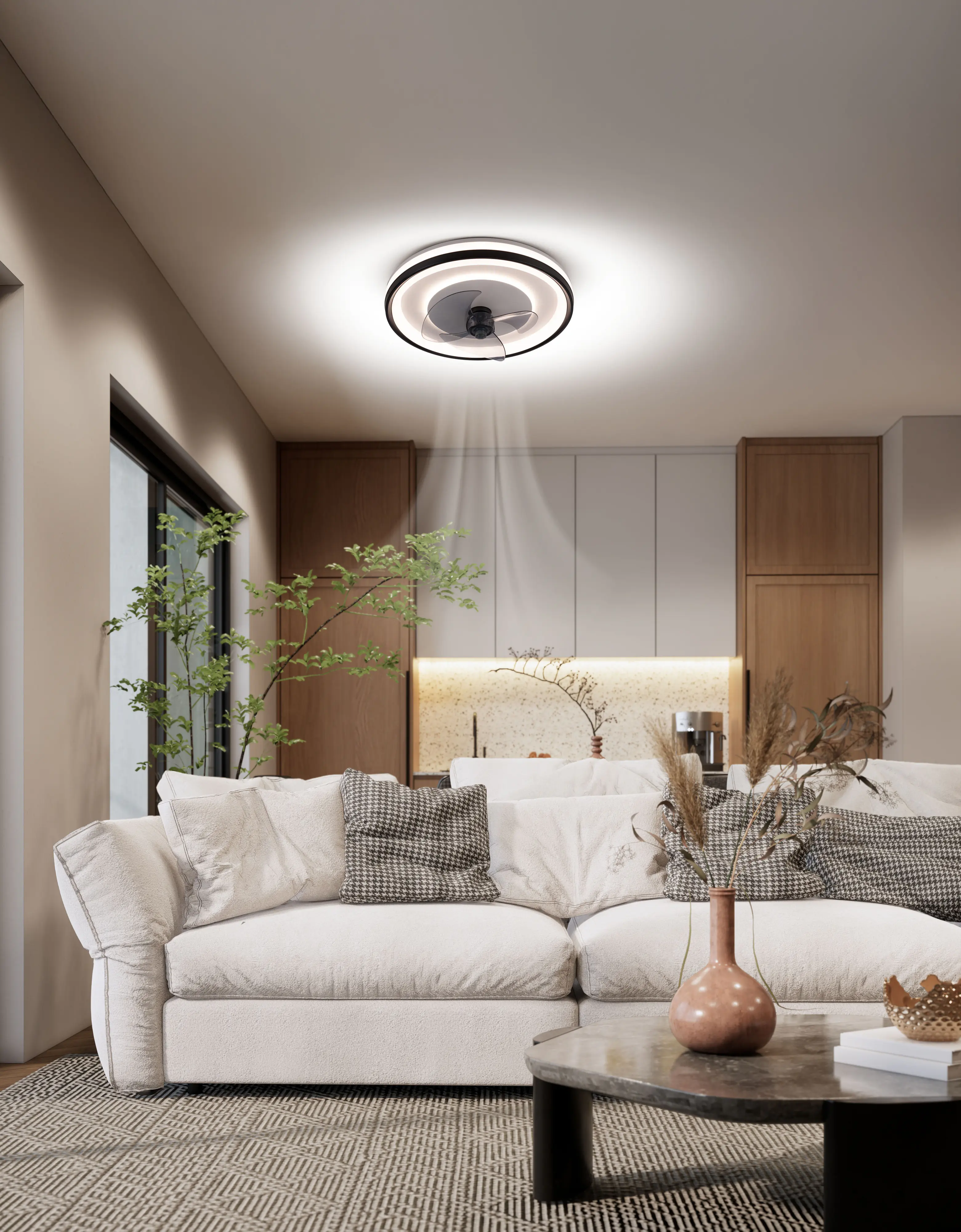 LED Deckenleuchte mit Ventilator Cloudy Ø 48 cm 55W warmweiß-kaltweiß