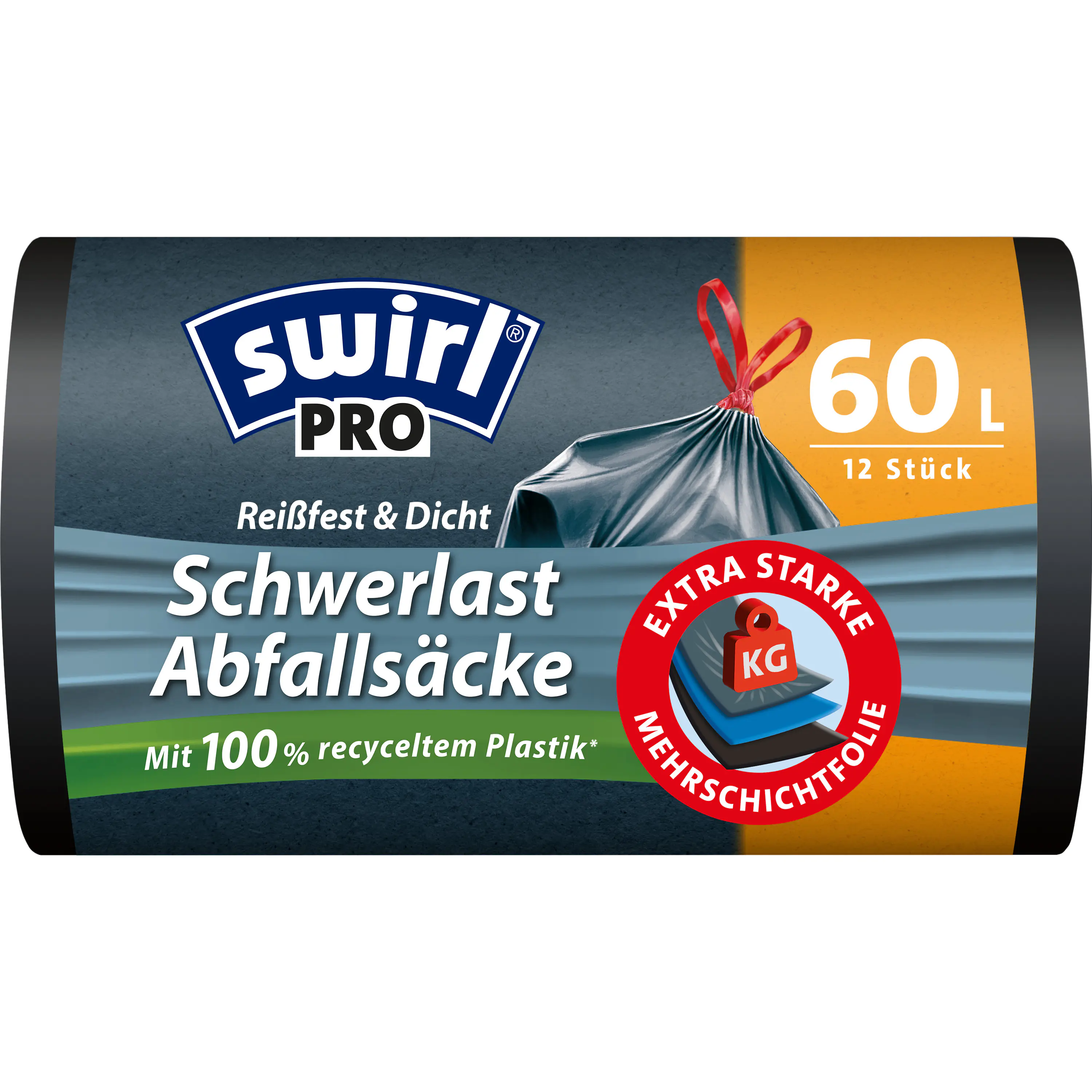 Swirl® Schwerlast-Säcke Profi mit Zugband 60 L Reißfest & Dicht