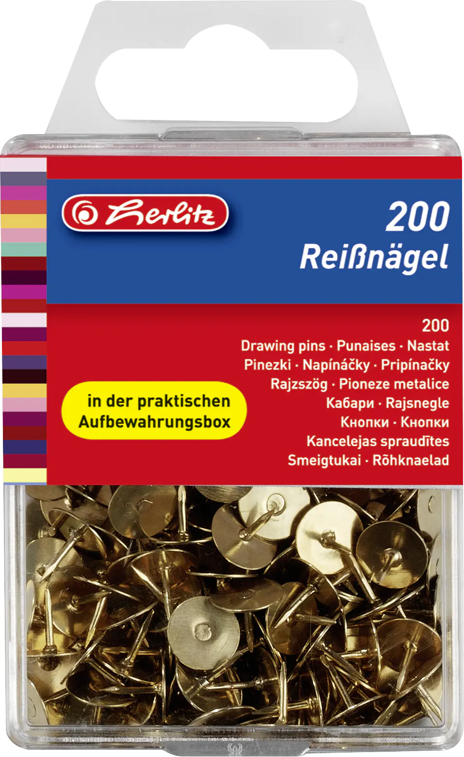 herlitz Reißnägel rund messing 200 Stück, Ø 9 mm