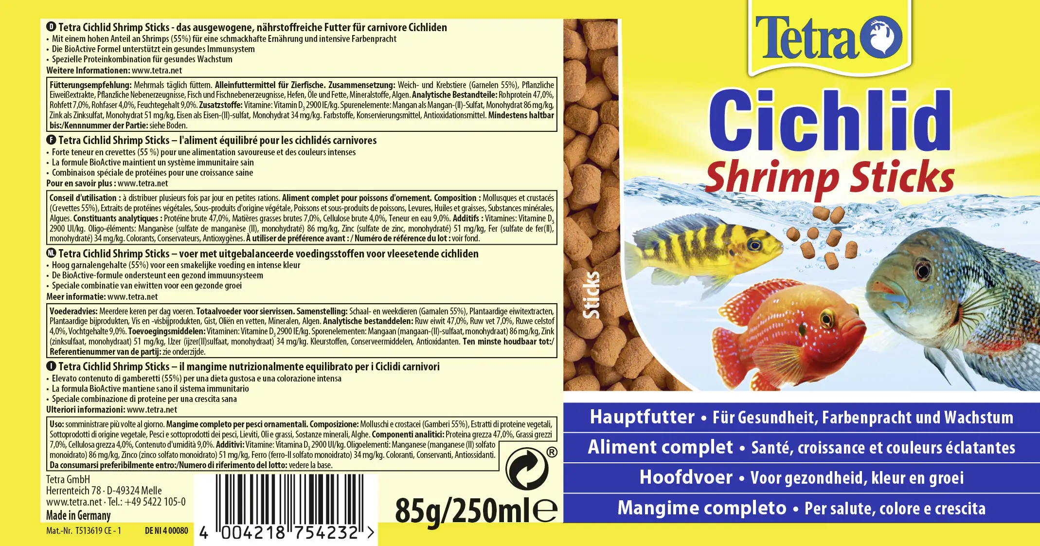 Tetra Cichlid ShrimpSticks 250 ml Tetra Cichlid ShrimpSticks 250 ml
