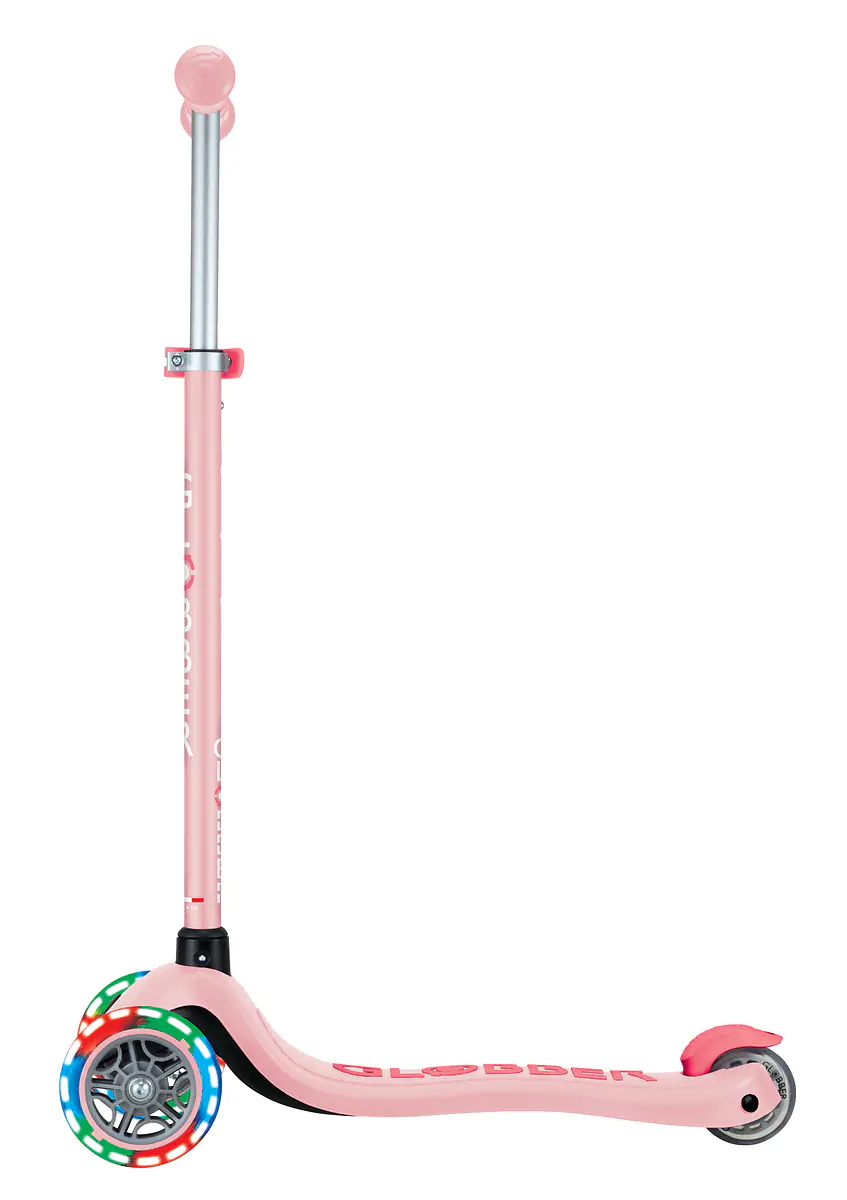 Globber Scooter für Kinder mit Leuchtrollen Primo Plus Lights pastellrosa