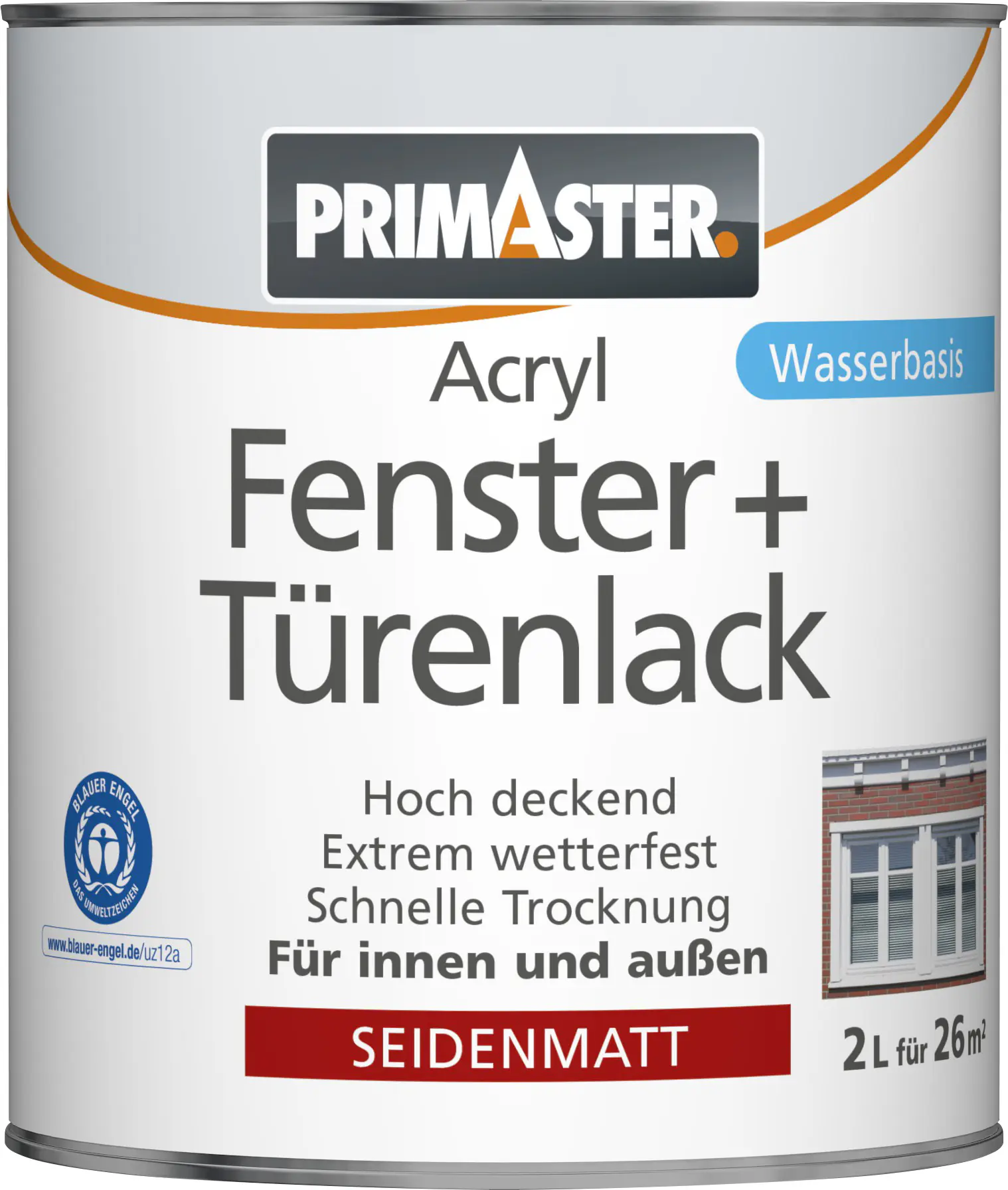 Primaster Acryl Fenster- und Türenlack 2 L weiß seidenmatt