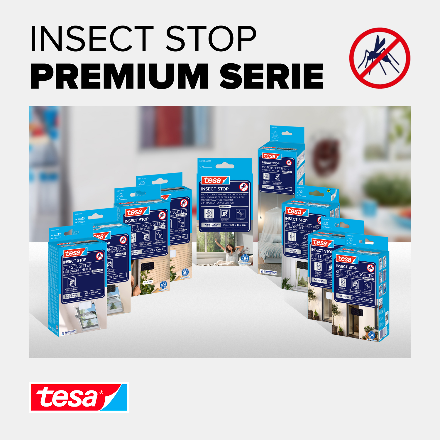 tesa Insektenschutz-Fenster COMFORT 100 x 100 cm anthrazit