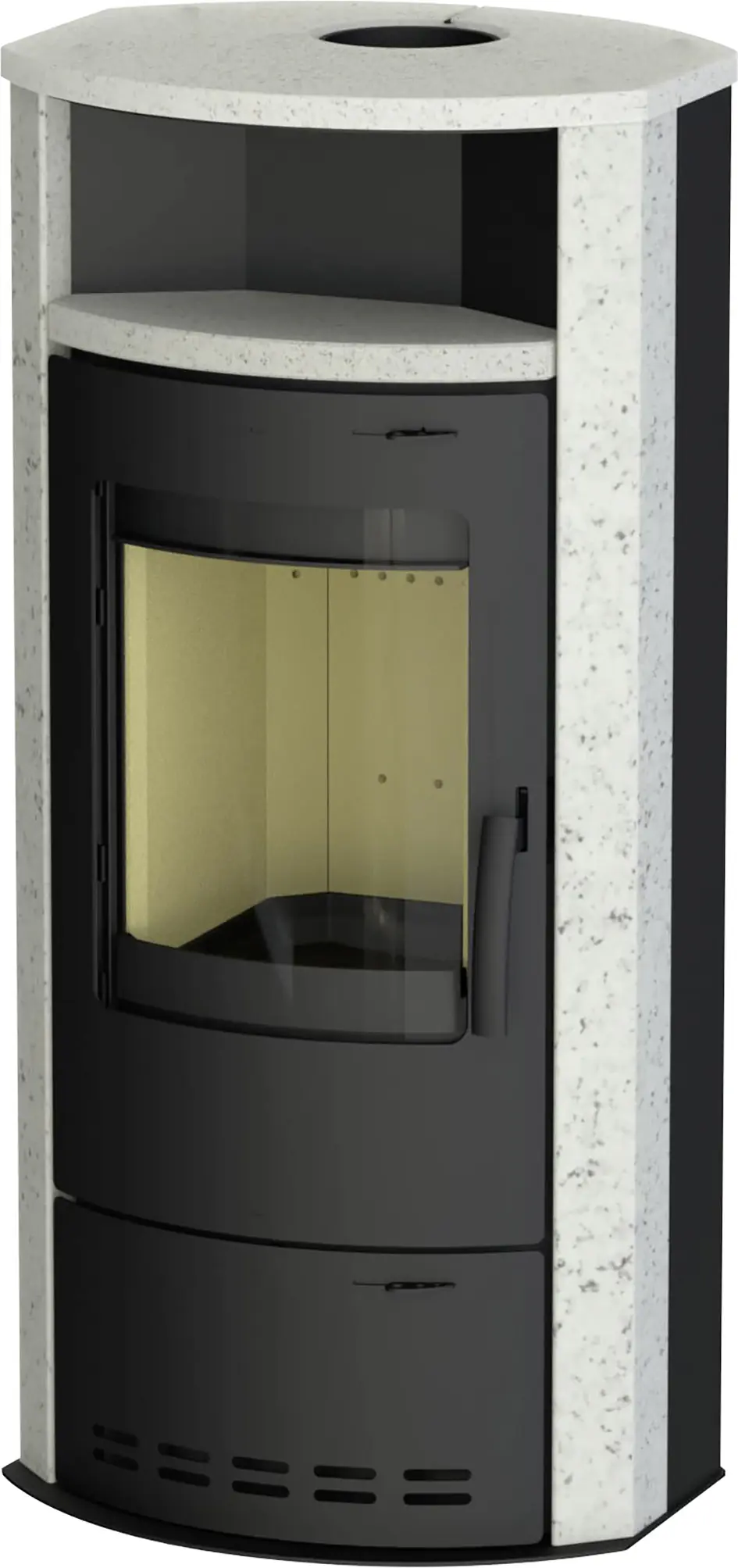 Thermia Kaminofen Cumulus Kalkstein Stahl schwarz 7 kW Dauerbrandofen