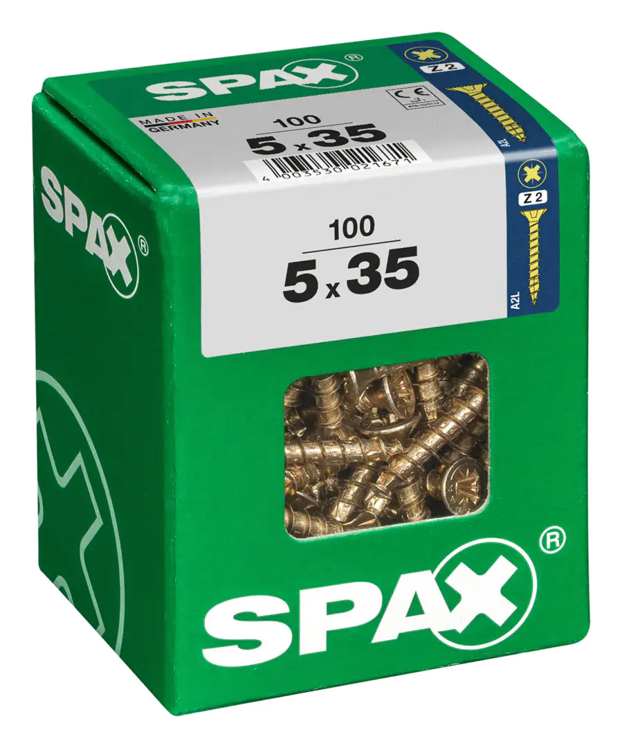 Spax Universalschrauben 5.0 x 35 mm PZ 2 - 100 Stk. Spax Universalschrauben 5.0 x 35 mm PZ 2 - 100 Stk.