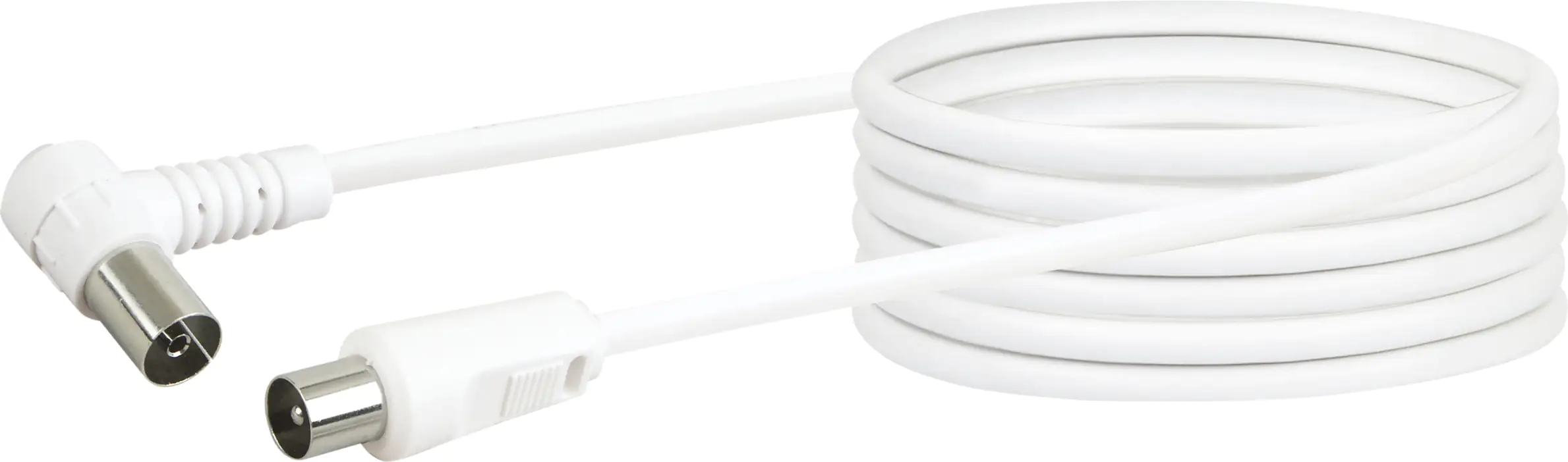 Schwaiger Antennen Anschlusskabel KVKW100 532 (75dB) weiß, 10,0m, 90° gewinkelt, 1x IEC Stecker / 1x