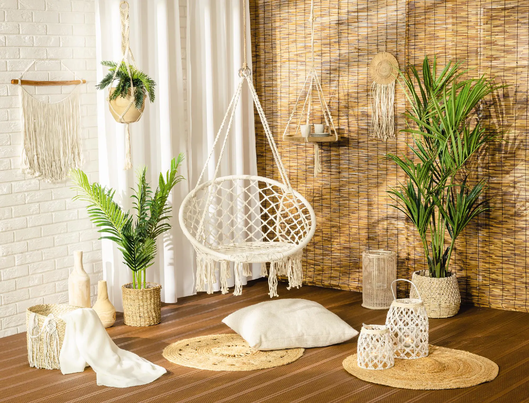 Hängesessel Boho creme mit Fransen Hängesessel Boho creme mit Fransen