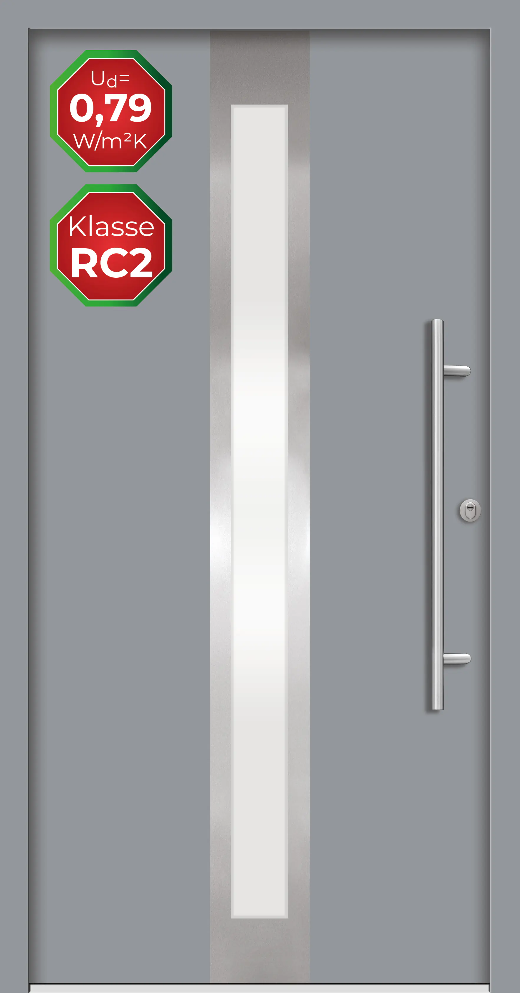 Splendoor Haustür Passivedoor Premium B01 RC2 Grau DIN Rechts 100 x 210 cm