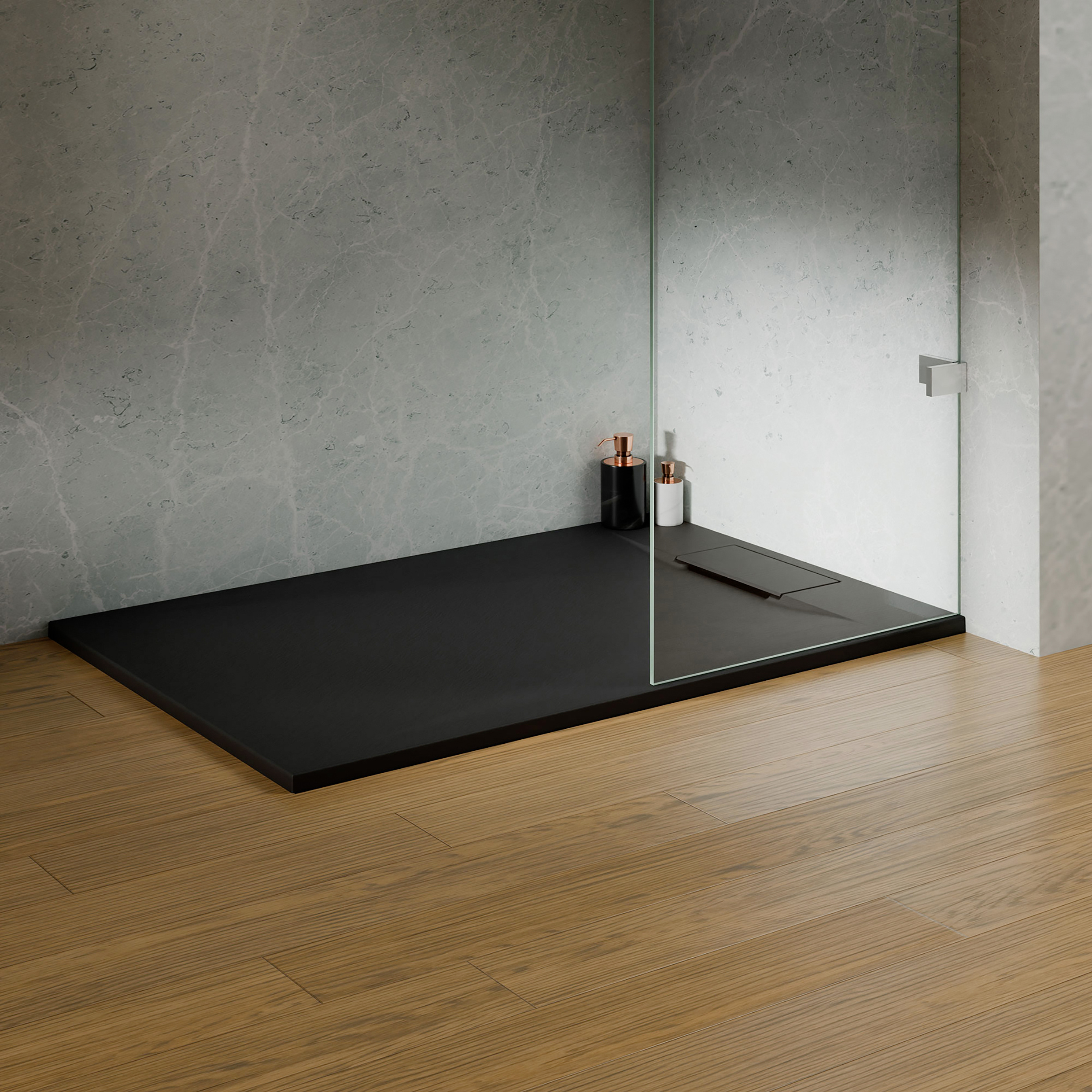 Breuer Duschwanne rechteck Lite Line Steinoptik anthrazitgrau 90 x 120 cm