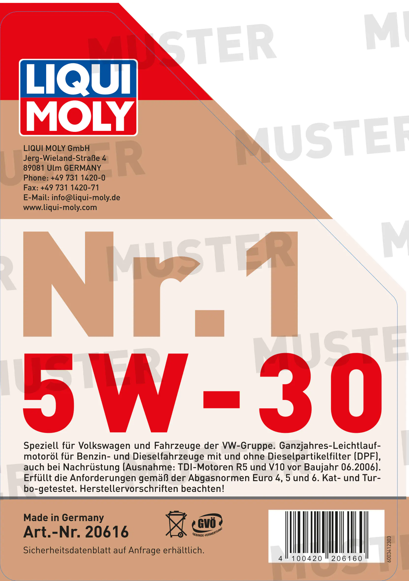 Liqui Moly Motoröl Nr.1 Longlife III 5W-30 5 L