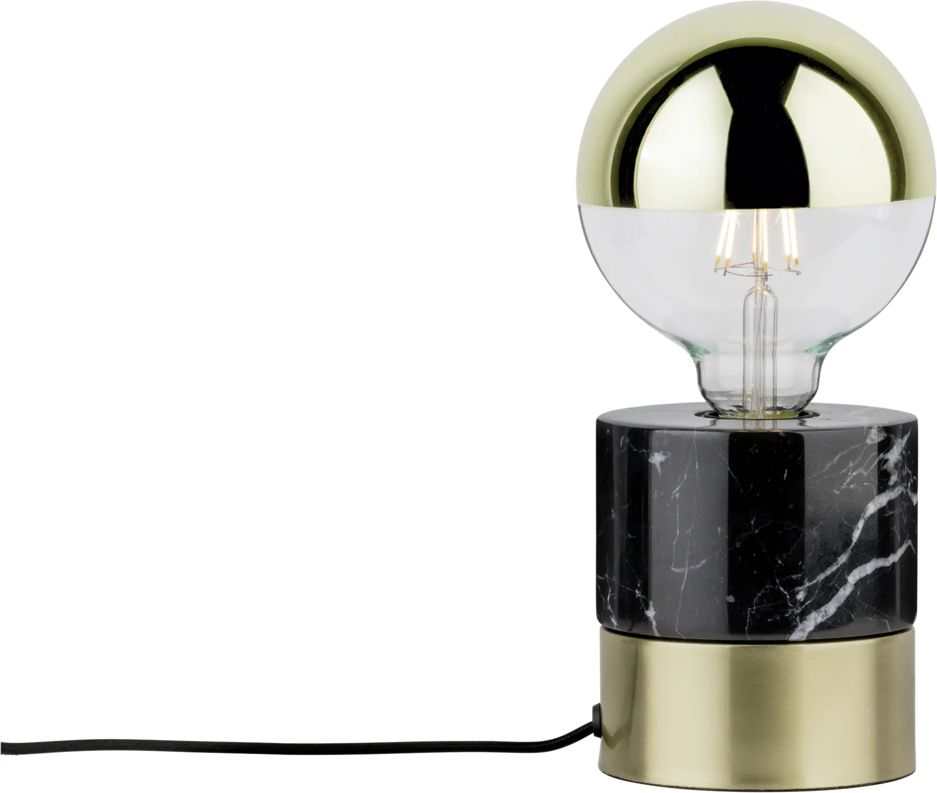 Paulmann Tischleuchte Neordic Vala E27, messing gebürstet, marmor, dimmbar