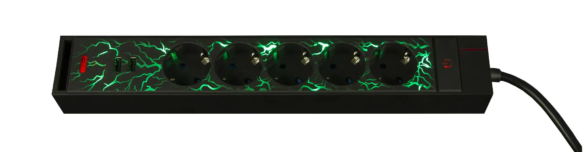 REV Gaming LED Steckdosenleiste 5fach 1,4 m mit 2 USB-Ports, Farbwechsel REV Gaming LED Steckdosenleiste 5fach 1,4 m mit 2 USB-Ports, Farbwechsel