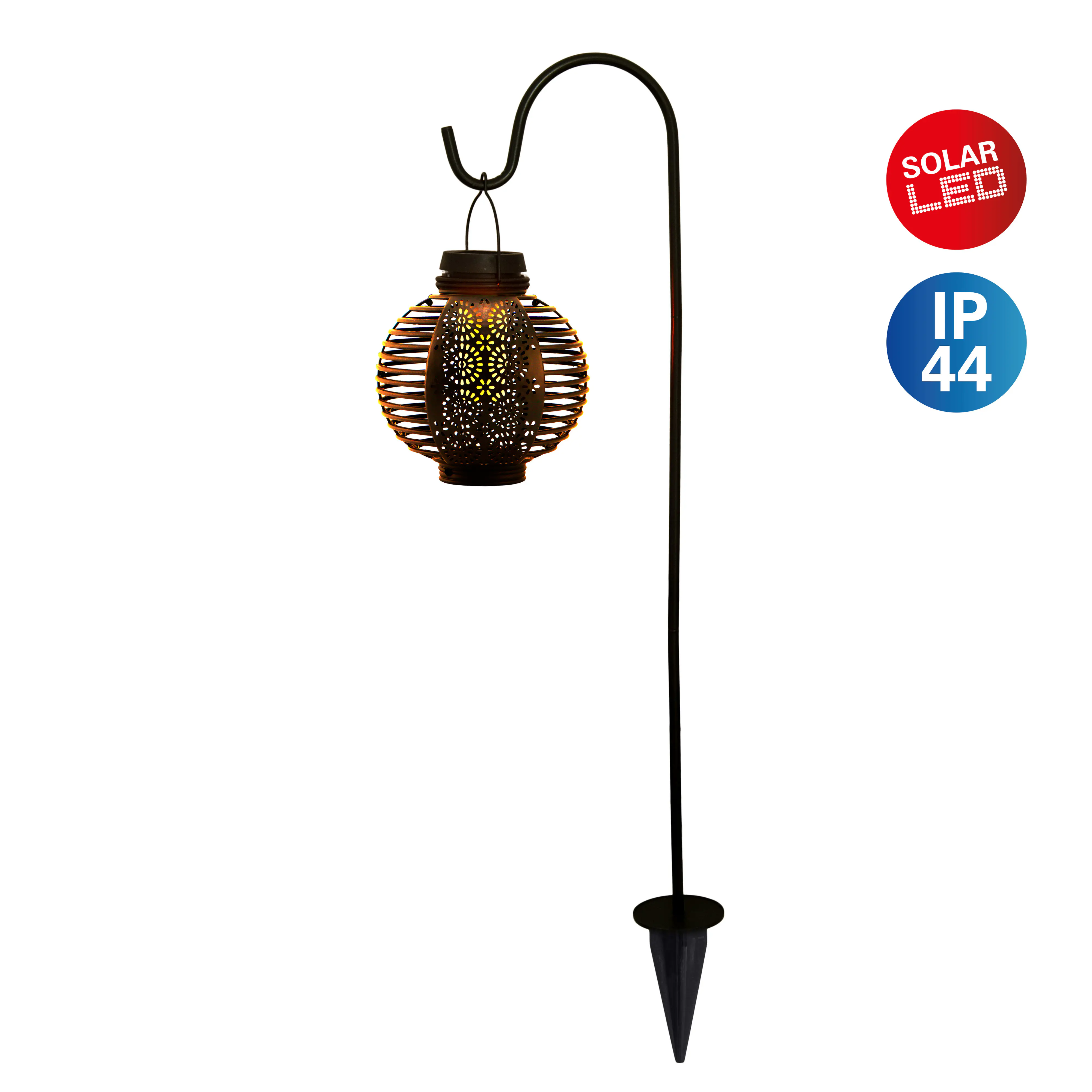 Näve Solar-Gartenleuchte LED mit Dämmerungssensor Lampion 78 cm schwarz