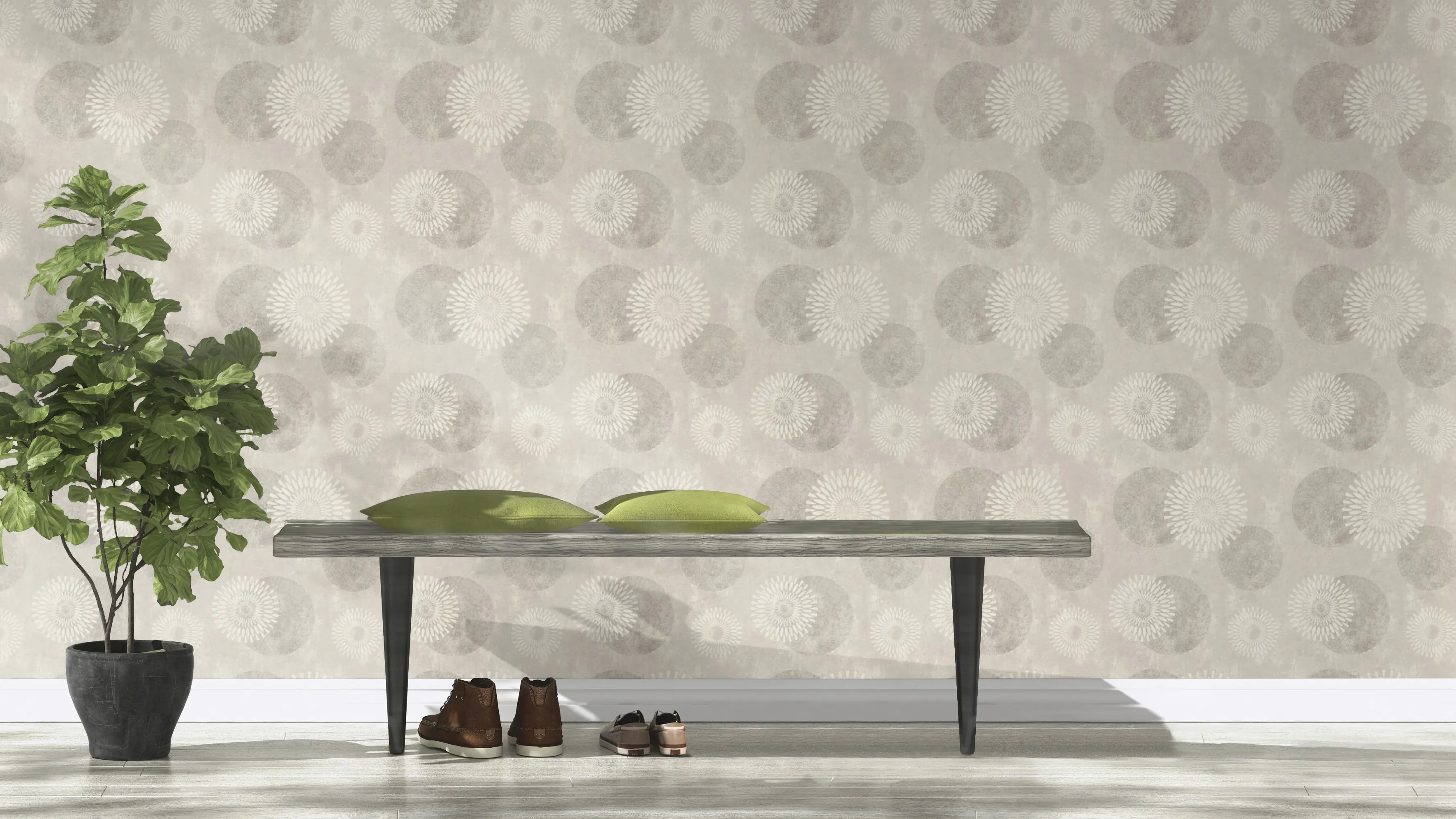 Rasch Vliestapete 651713 Kreise grau-beige 10,05 x 0,53 m 