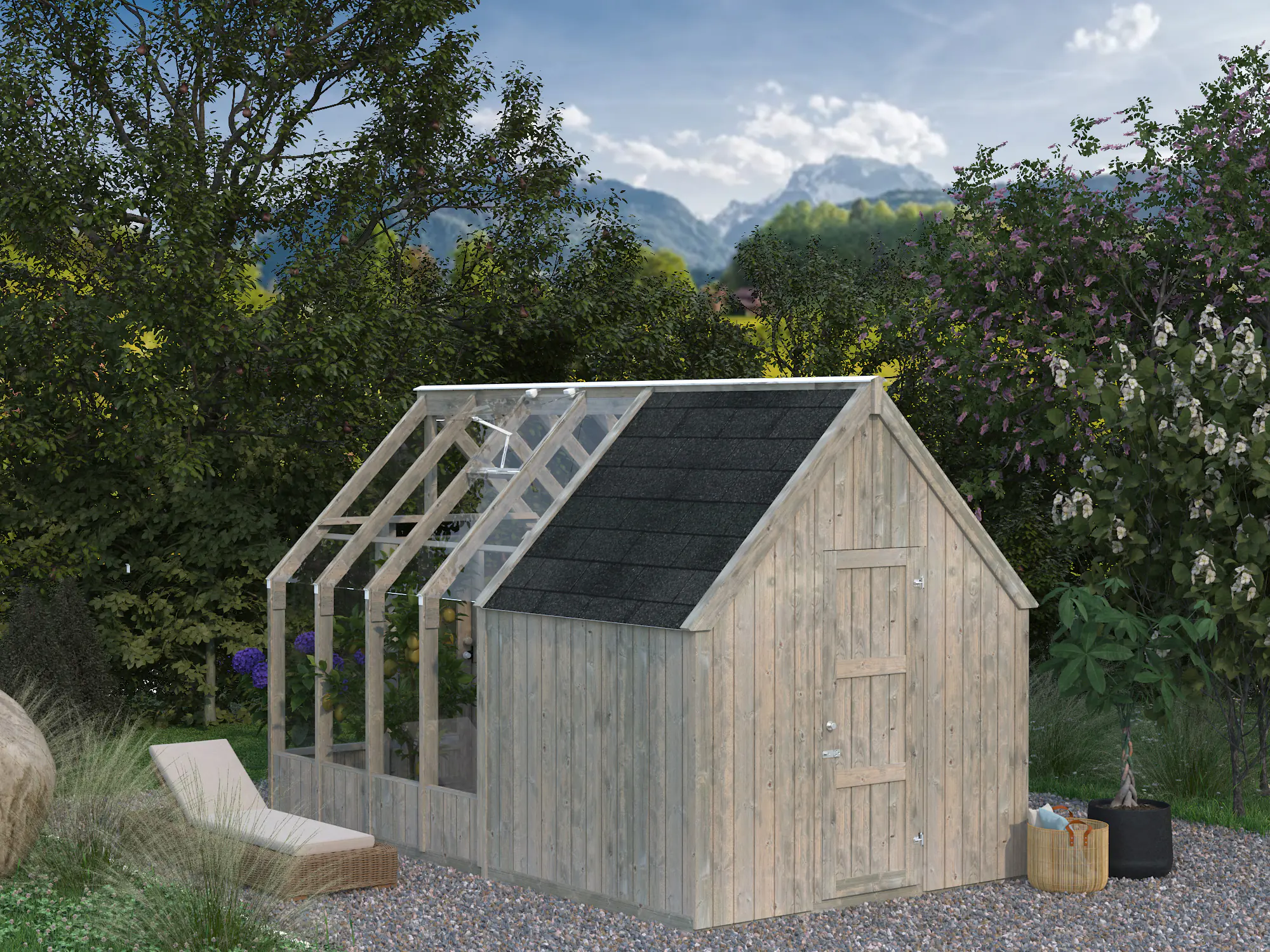 Palmako Geräteraum Emilia 240 x 187 cm 4,0 m² passend zu Gewächshaus Emilia