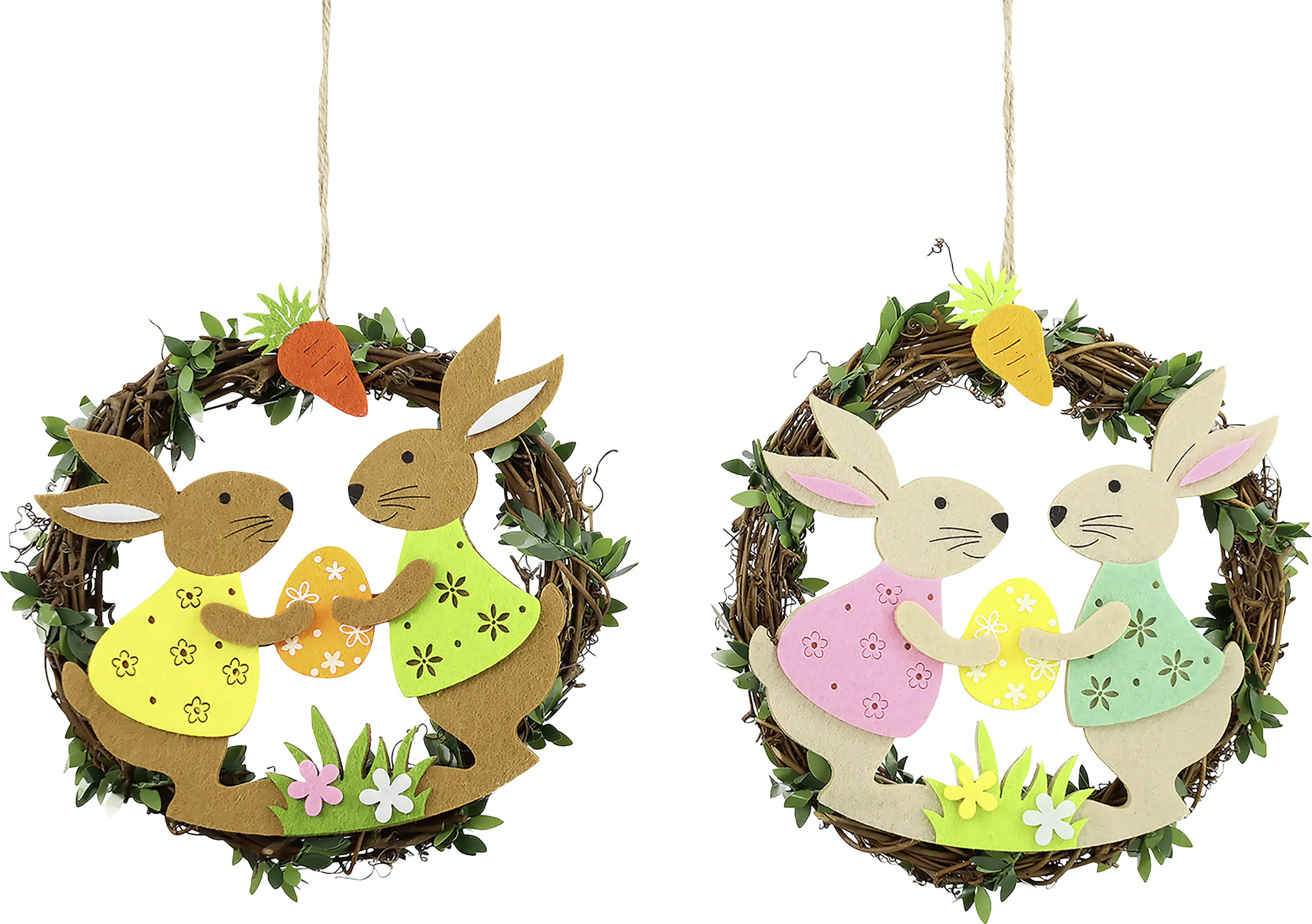 Osterkranz Hasen Rattan Filz zum Hängen 18 x 4 cm braun bunt Osterkranz Hasen Rattan Filz zum Hängen 18 x 4 cm braun bunt