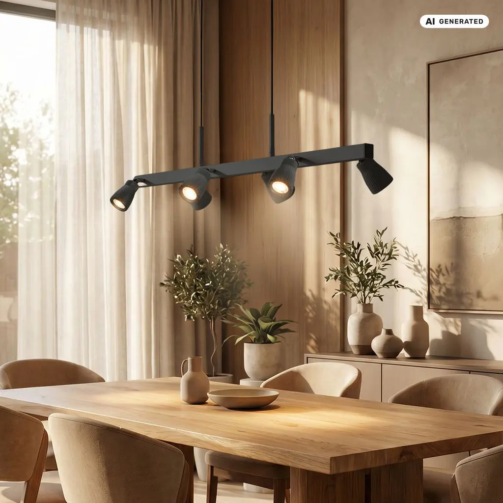 Briloner LED-Pendelleuchte RIFF 6-flammig 80,5 x 120 cm schwarz warmweiß