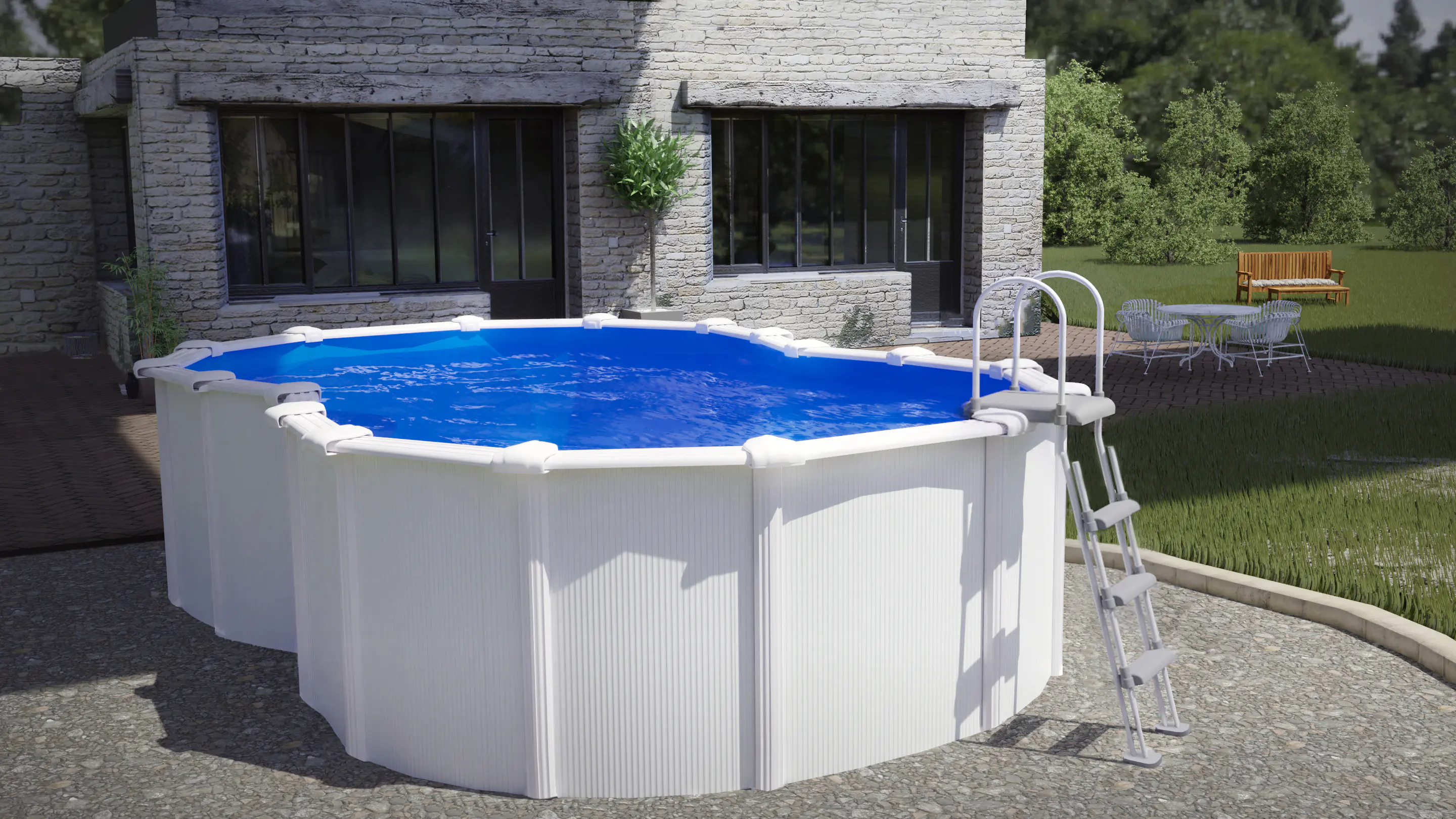 Gre Stahlwandpool Varadero Komplettset mit Sandfilteranlage 8-form 520 x 350 x 122 cm weiß