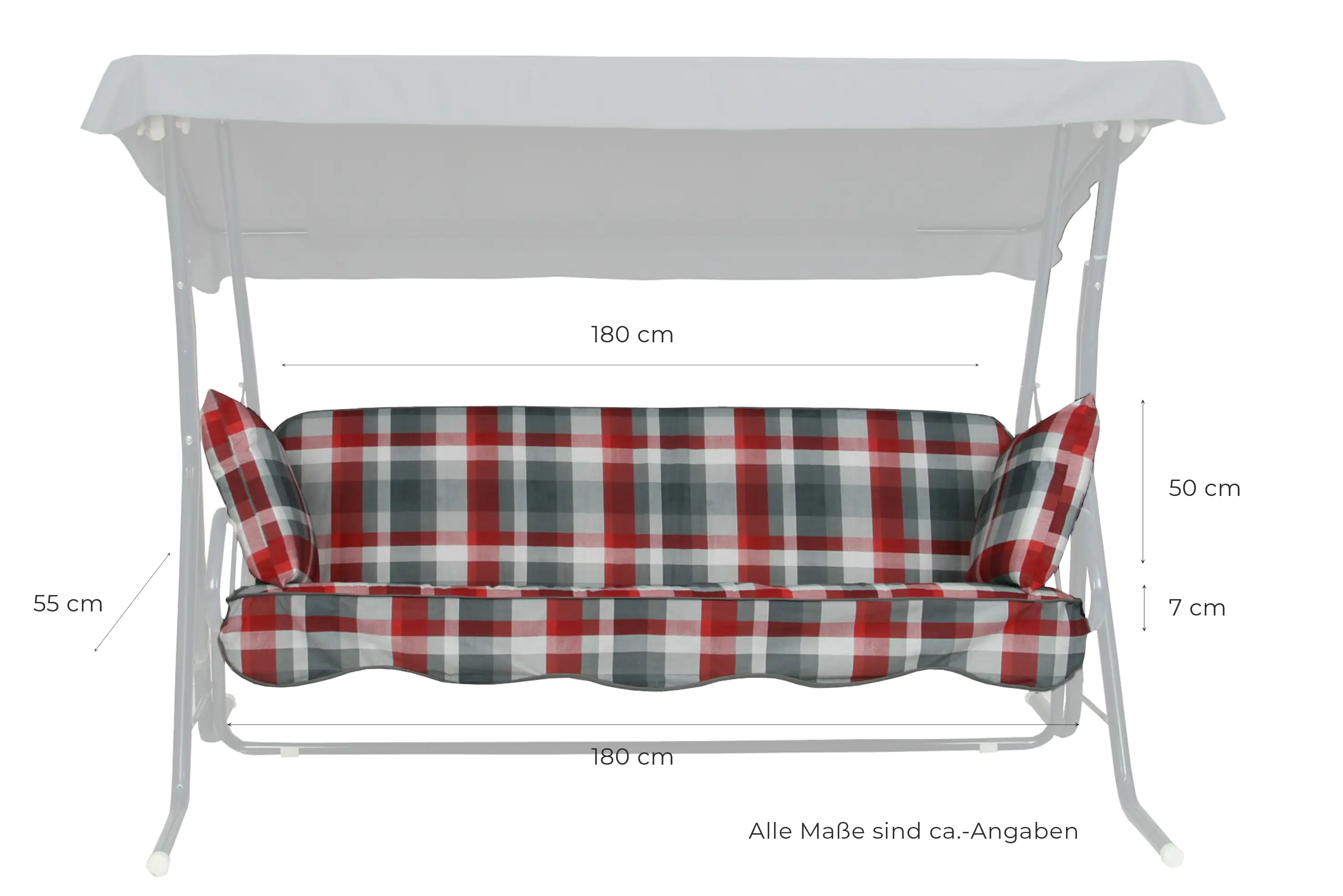 GO-DE Hollywood-Auflage 4-tlg. 50 cm x 180 cm x 8 cm, rot, karo rot GO-DE Hollywood-Auflage 4-tlg. 50 cm x 180 cm x 8 cm, rot, karo rot