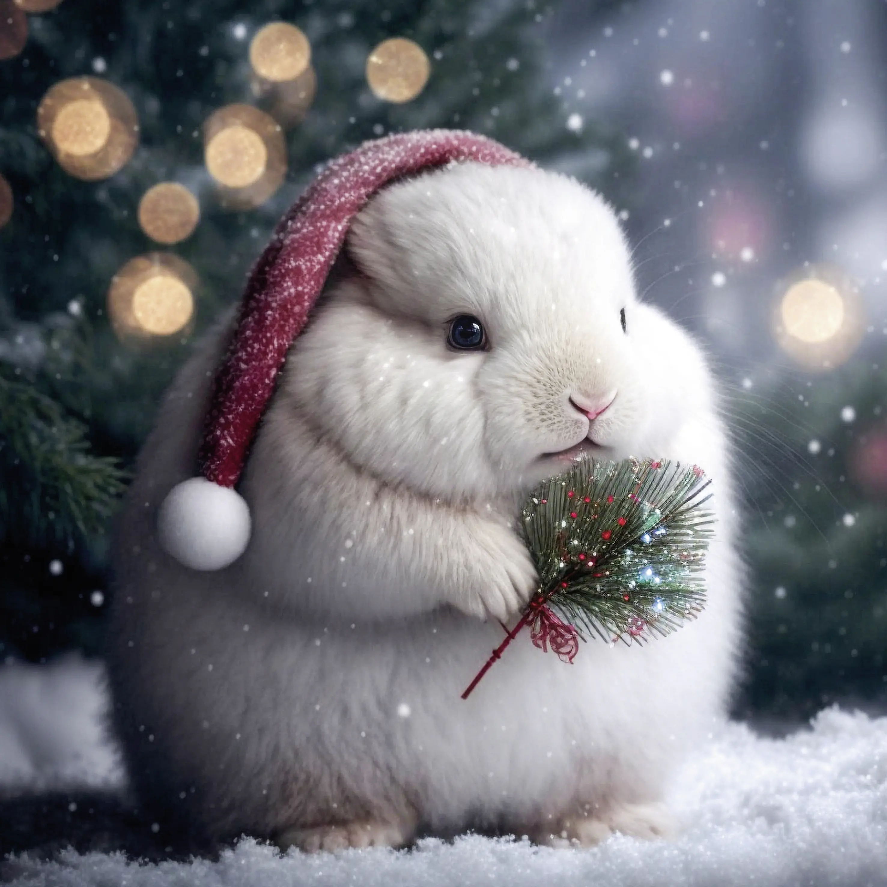 Keilrahmenbild weinhachtliche Hasen 25 x 25 cm 3 Stück