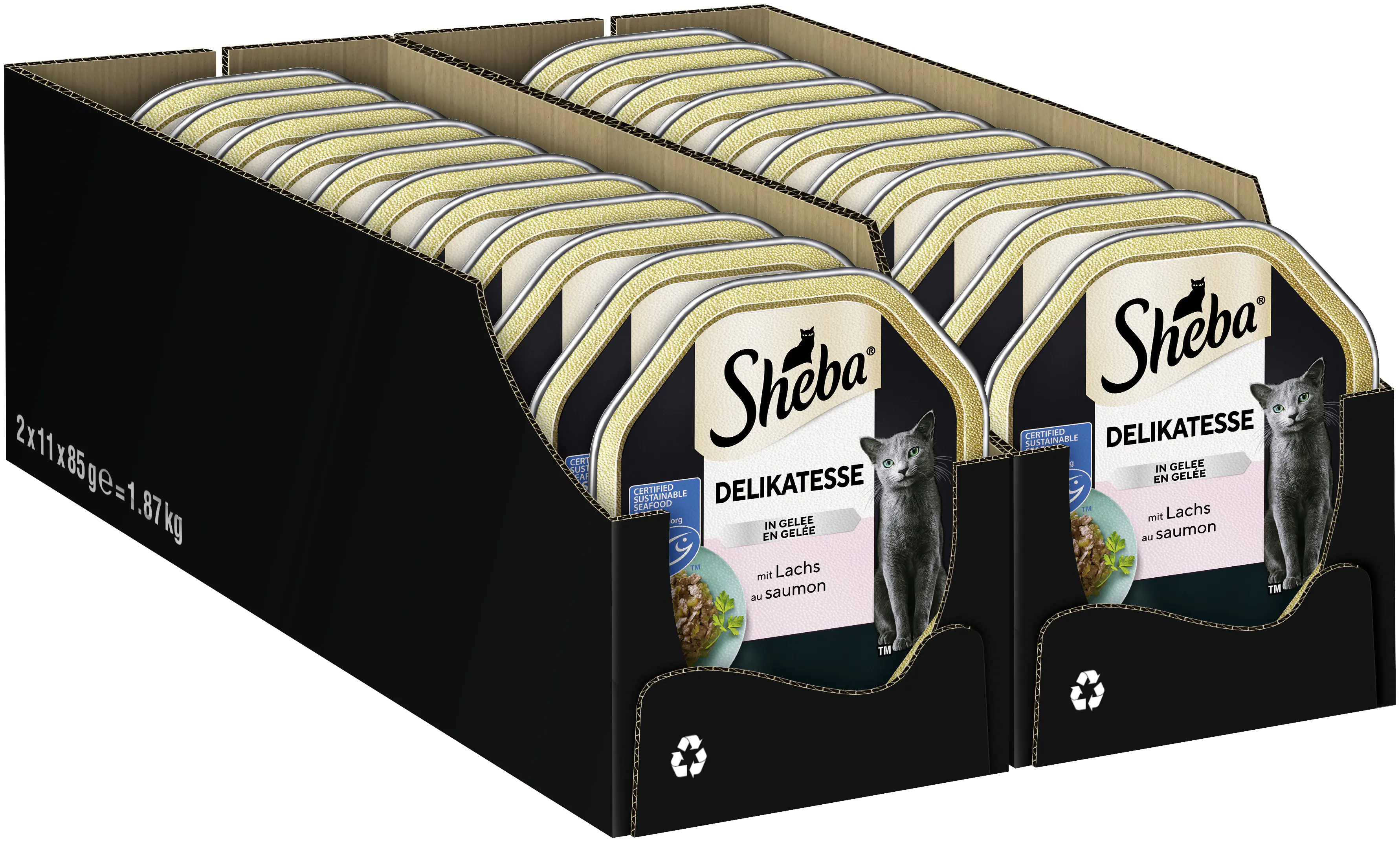 Sheba Delikatesse in Gelee Geschnetzeltes mit Lachs Katzenfutter 85 g Sheba Delikatesse in Gelee Geschnetzeltes mit Lachs Katzenfutter 85 g
