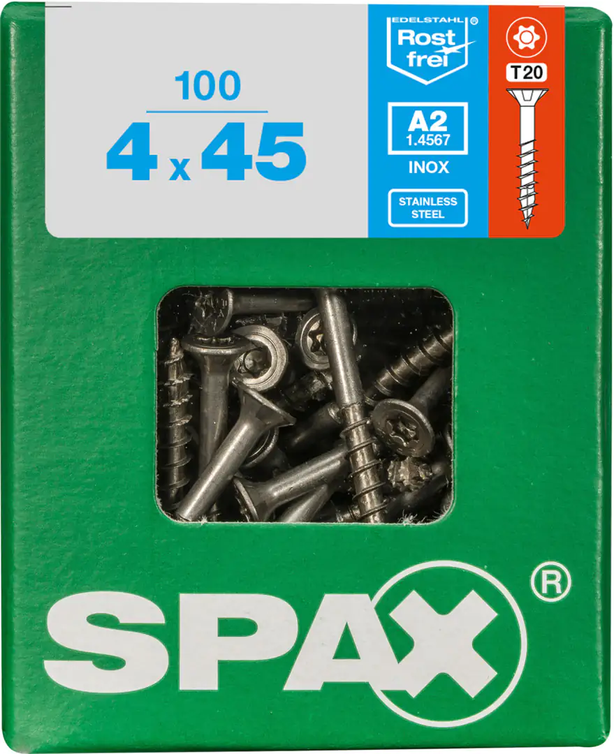Spax Universalschrauben 4.0 x 45 mm TX 20 Senkkopf - 100 Stk.