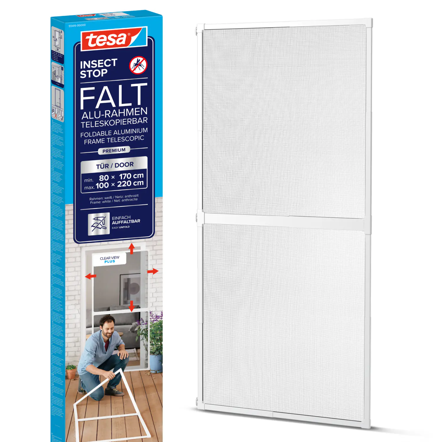 tesa Fliegenschutz-Tür FALT 100 x 220 cm anthrazit/weiß kürzbar