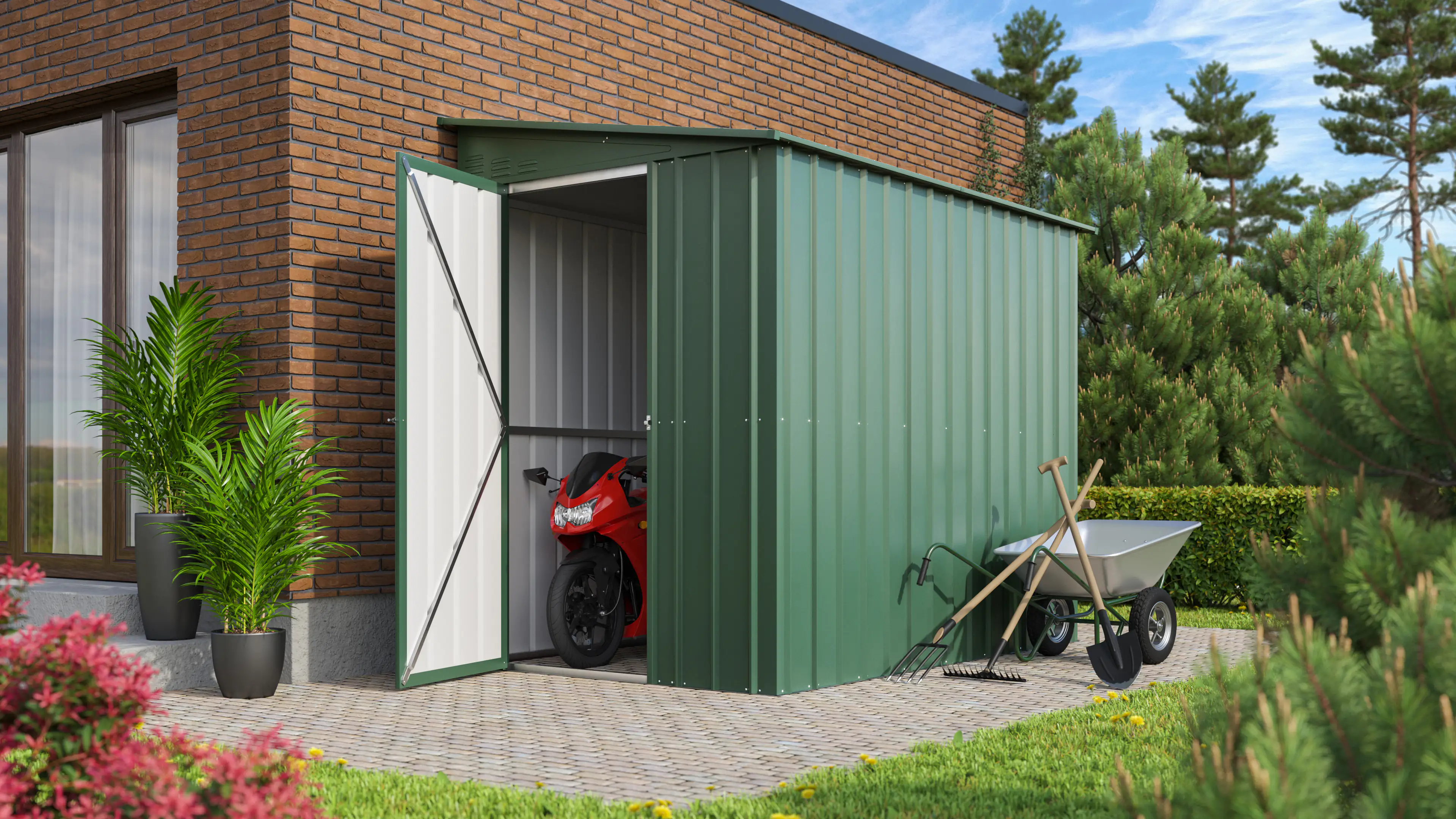 Globel Metallgerätehaus Lean-To 58 155 x 242 x 203 cm jade