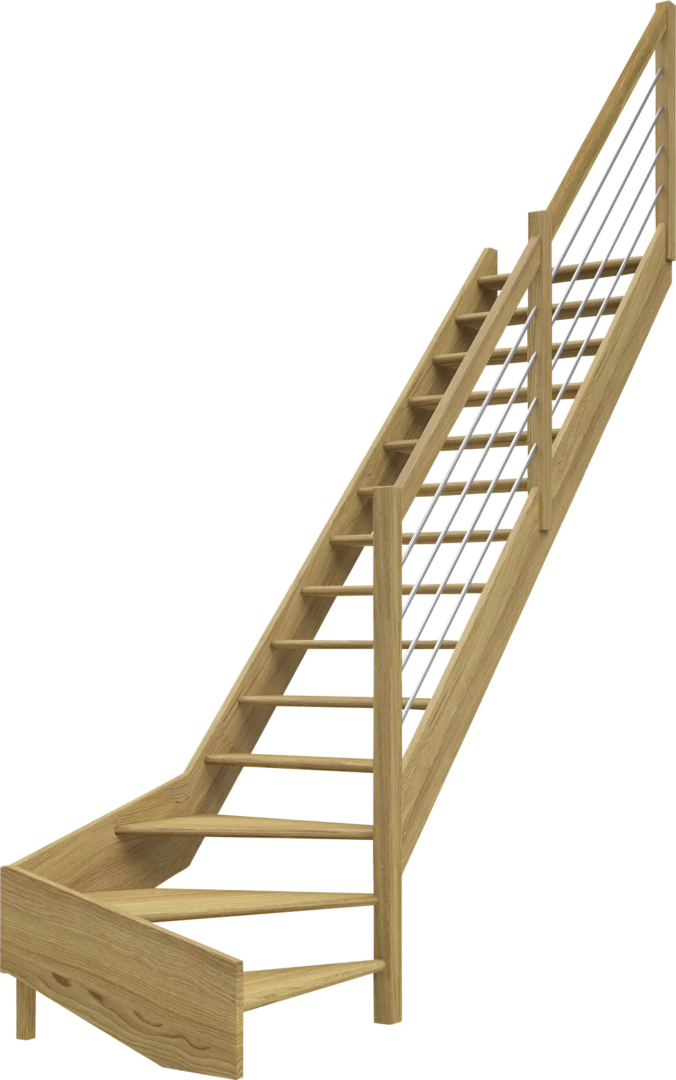 Dolle Raumspartreppen Paris 1/4-gew. Eiche versiegelt inkl. Geländer