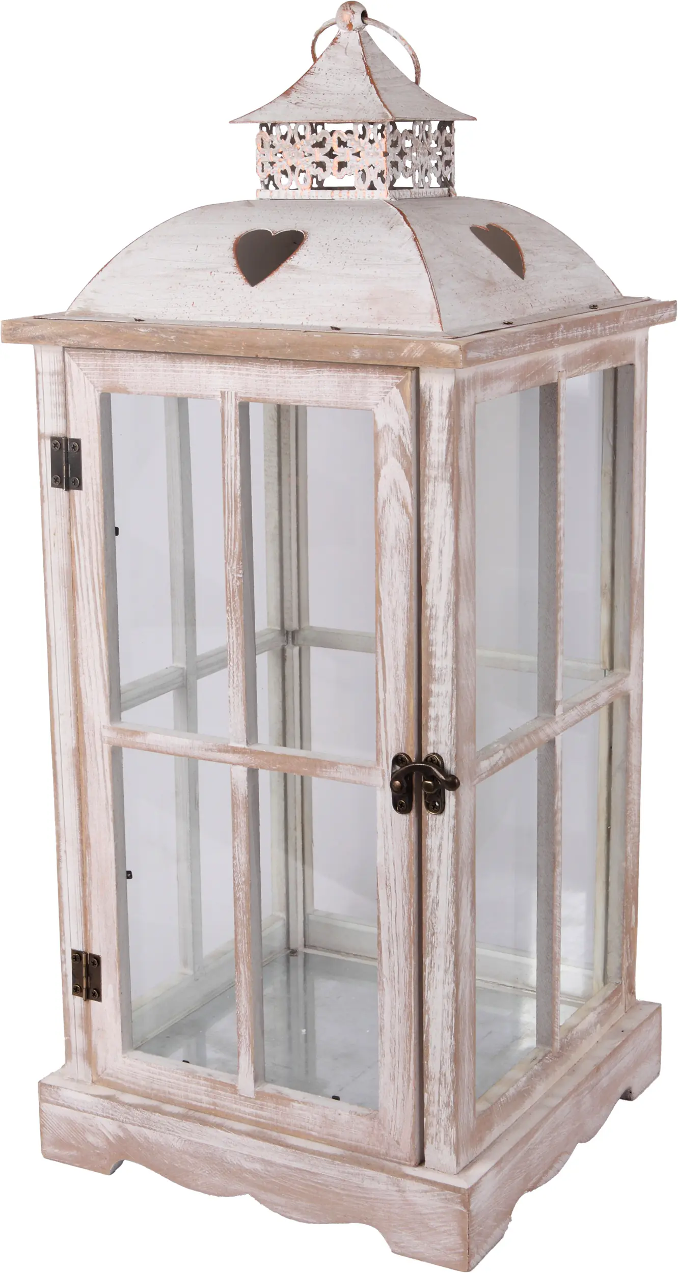 Deko Laterne Holz 55 x 24 cm weiß