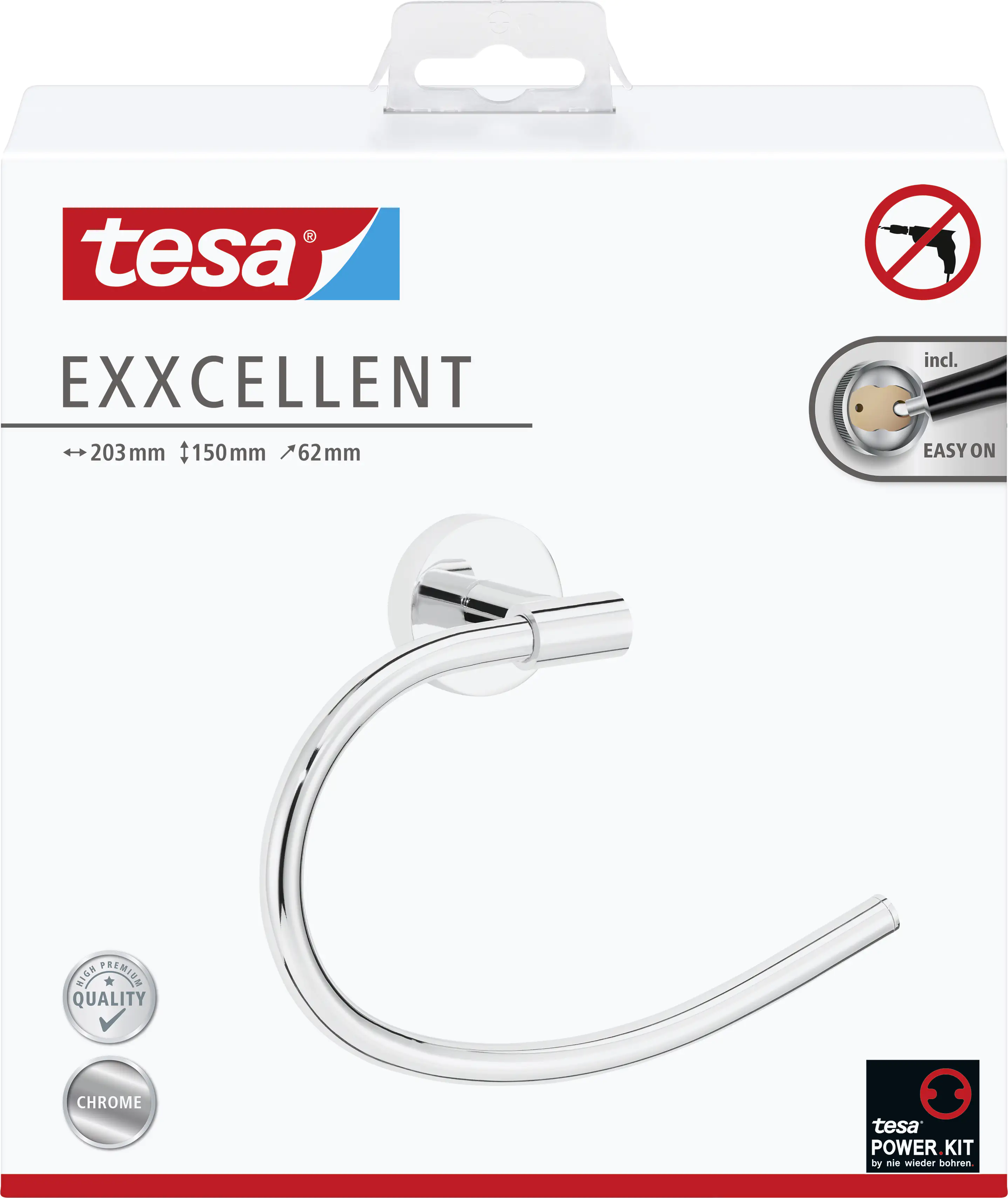 tesa Handtuchring Exxcellent Metall, chrom, rostfrei tesa Handtuchring Exxcellent Metall, chrom, rostfrei