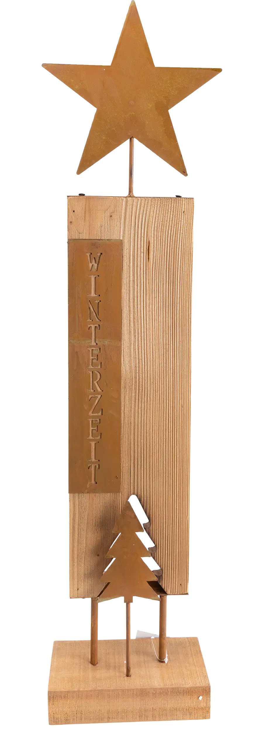 4333692193719 TrendLine Weihnachtsaufsteller Holz Winterzeit Stern 73 x 18 cm rost