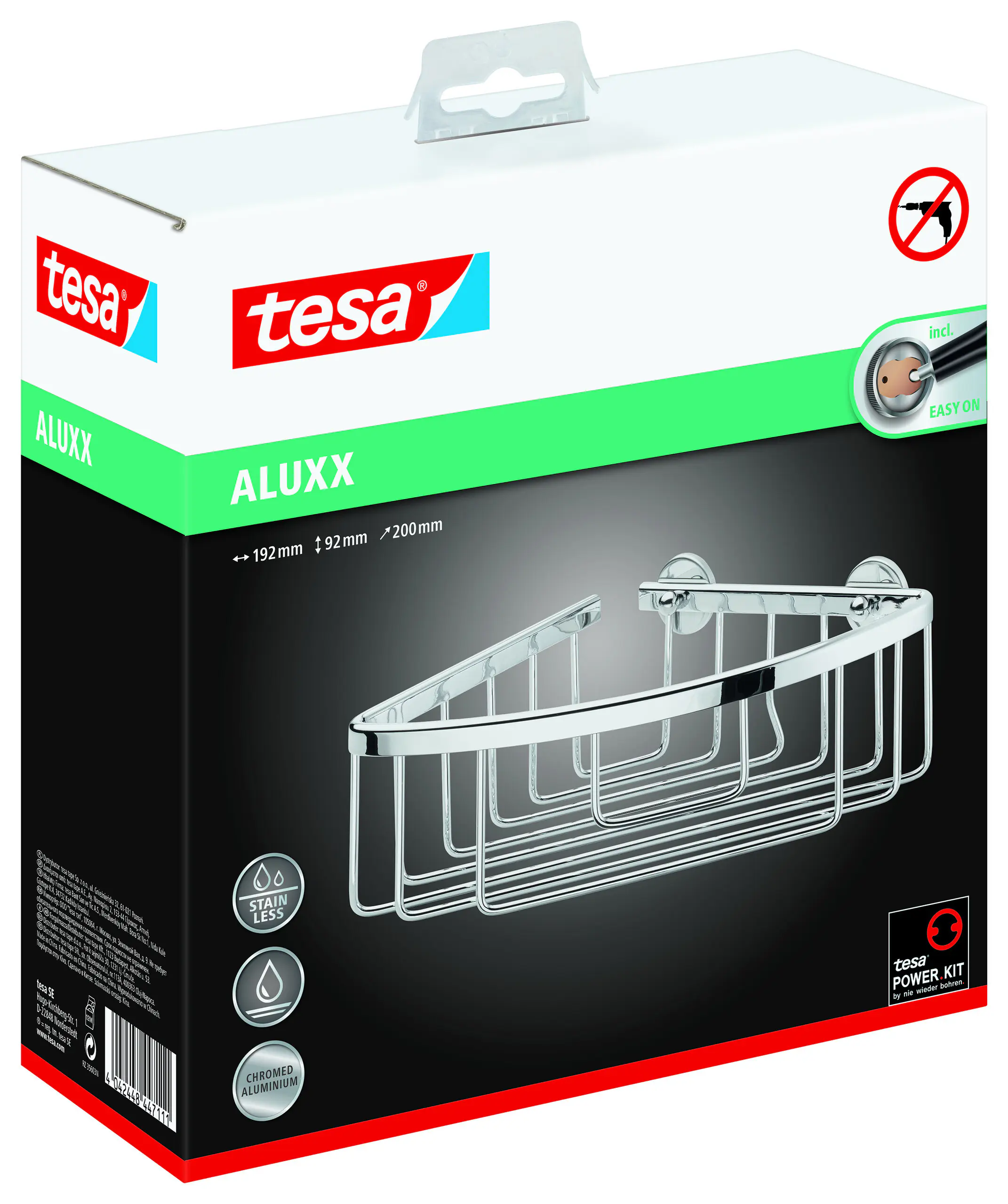 tesa Eck-Duschablage Aluxx zum Kleben dreieckig 1 Ablage verchromt 20 cm