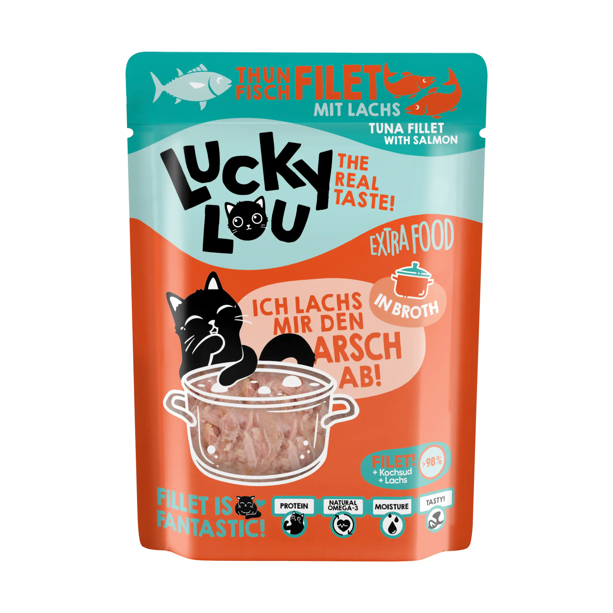 Lucky Lou Extrafood Thunfisch & Lachs in Brühe 70 g  Lucky Lou Extrafood Thunfisch & Lachs in Brühe 70 g