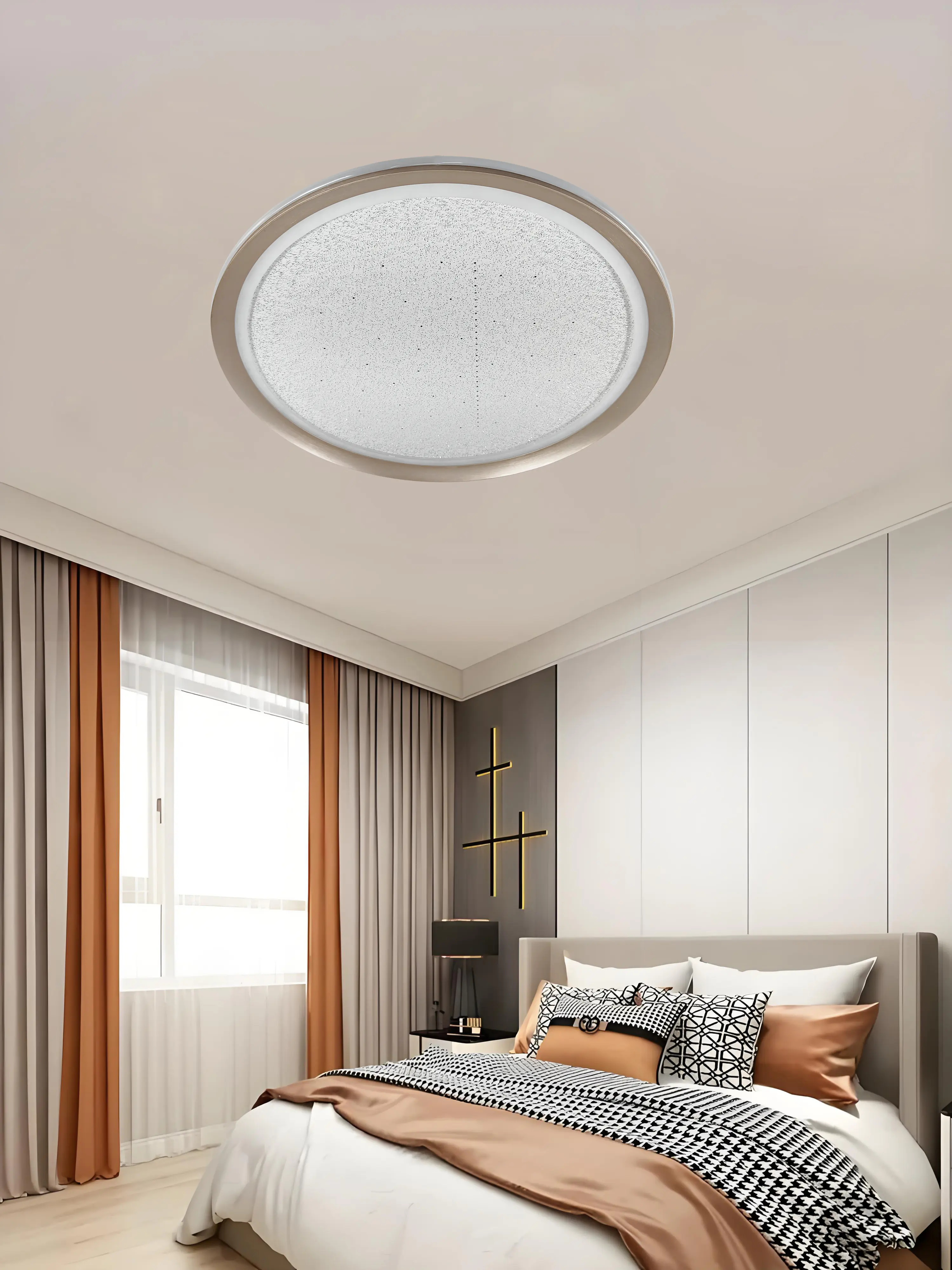 LED Deckenleuchte Bari mit Sternenhimmel weiß Ø 50 x 9 cm warmweiß-kaltweiß dimmbar