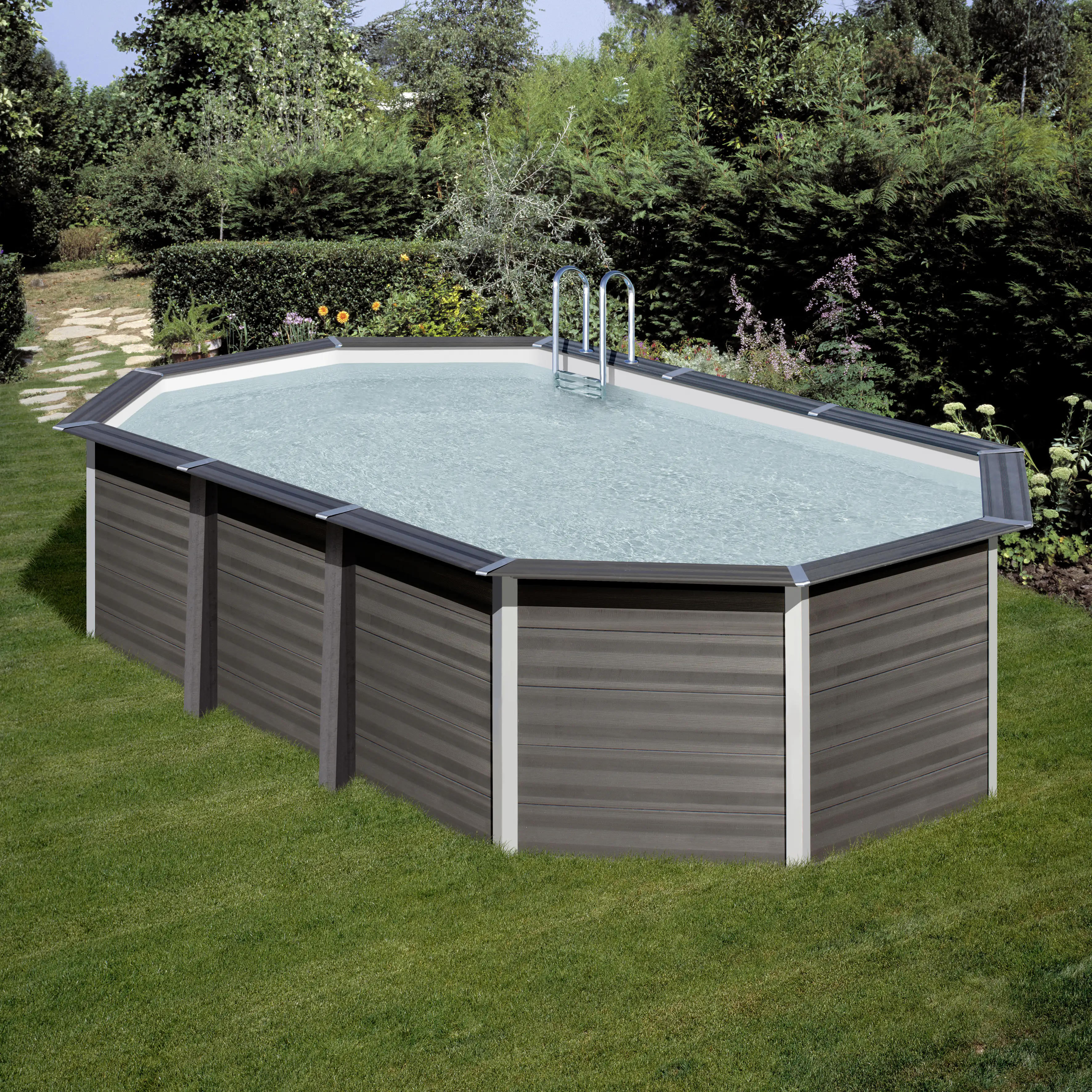 8412081312705 Gre Composite Pool oval grau 664 x 386 x 150 cm