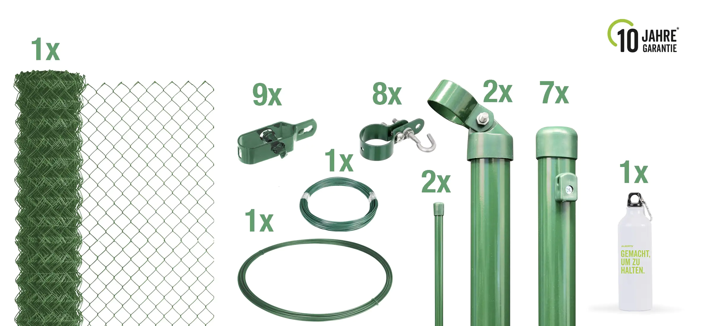 Alberts Komplettset Maschendrahtzaun 15 m 200 cm hoch grün Alberts Komplettset Maschendrahtzaun 15 m 200 cm hoch grün