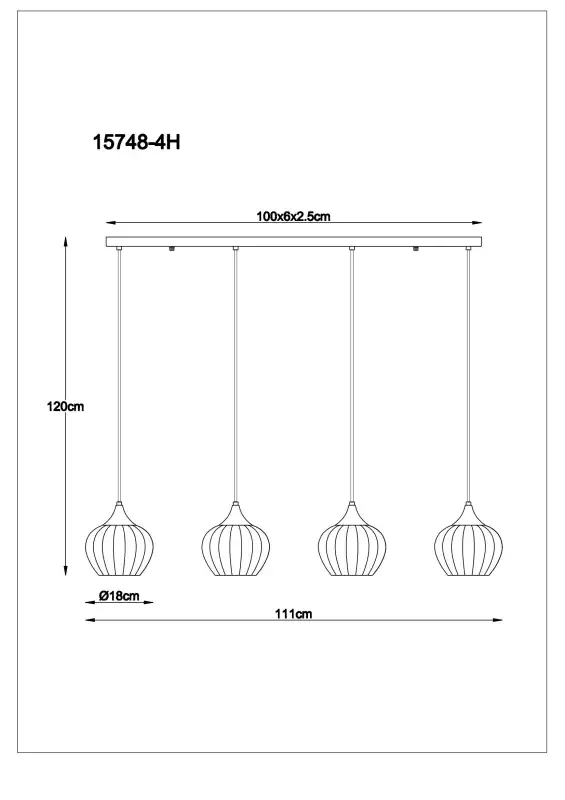 Globo Hängeleuchte Sander 111 x 120 cm (L x B x H) bunt matt