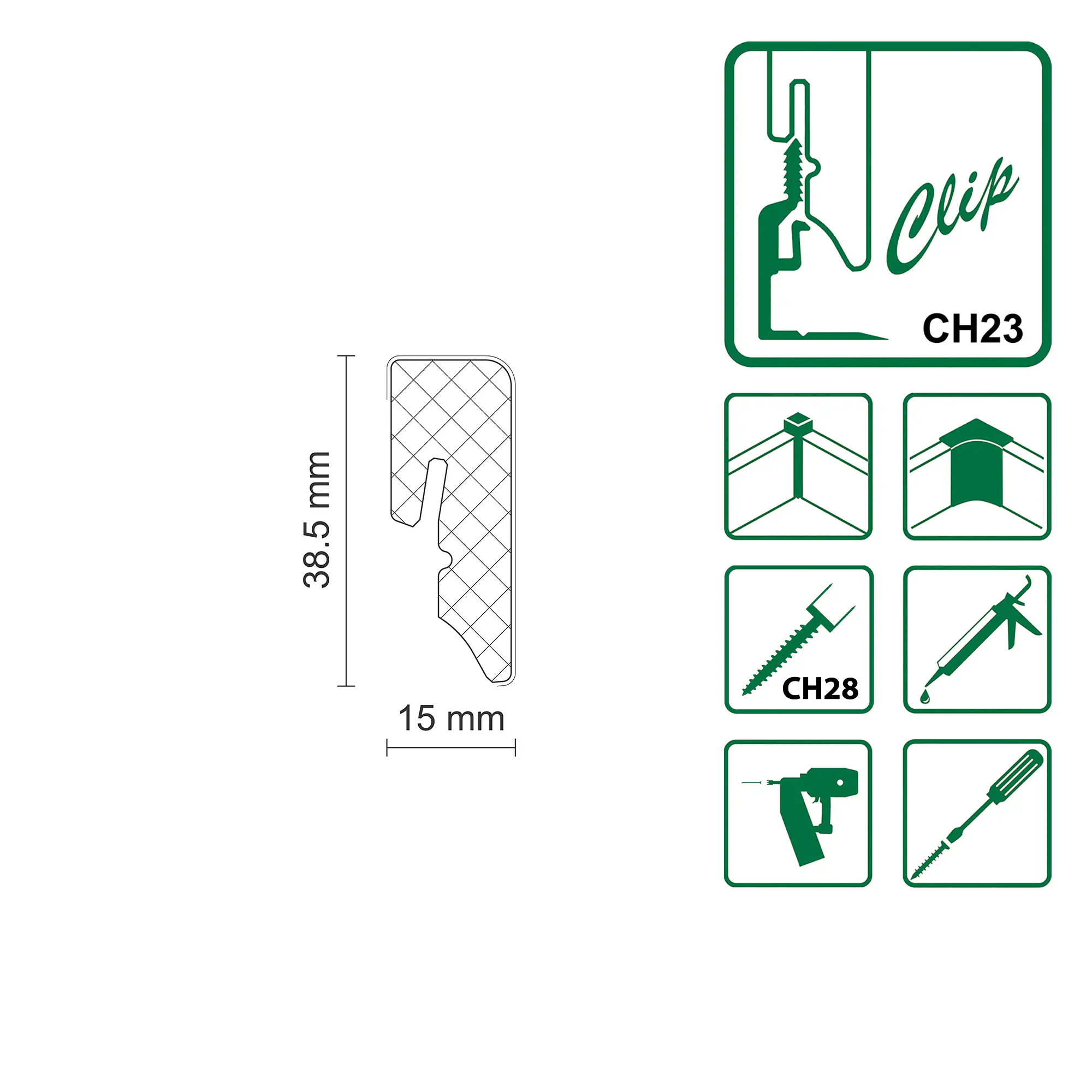FN Neuhofer Fußleiste 240 cm 38,5 x 15 mm Eiche Fliese patio foliert
