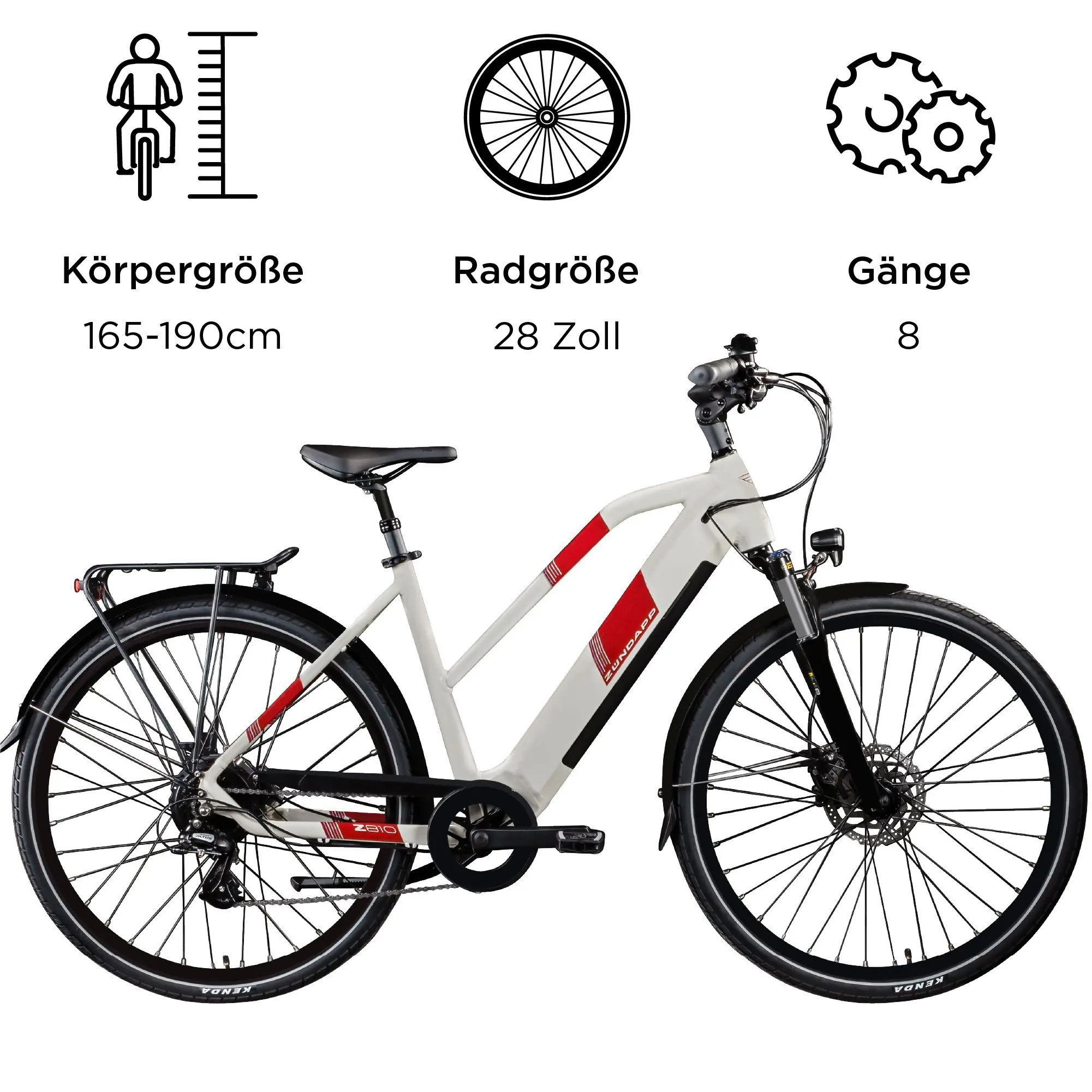 Zündapp E-Bike Z810 Trekking 28 Zoll 8-Gang 550 Wh antique white