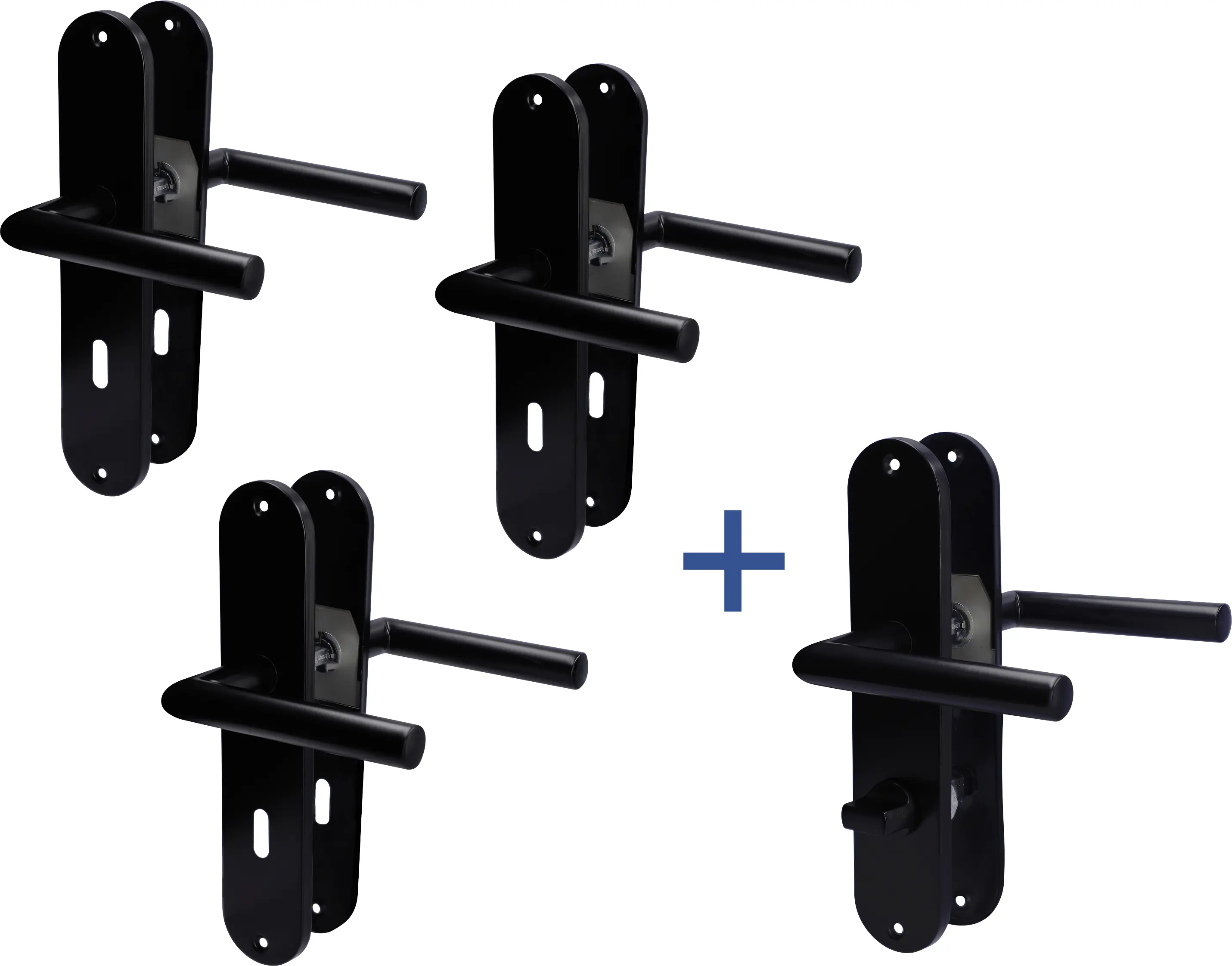 Alpertec Türgarnitur-Set Langschild Conte BB Edelstahl schwarz 24 x 5 cm 