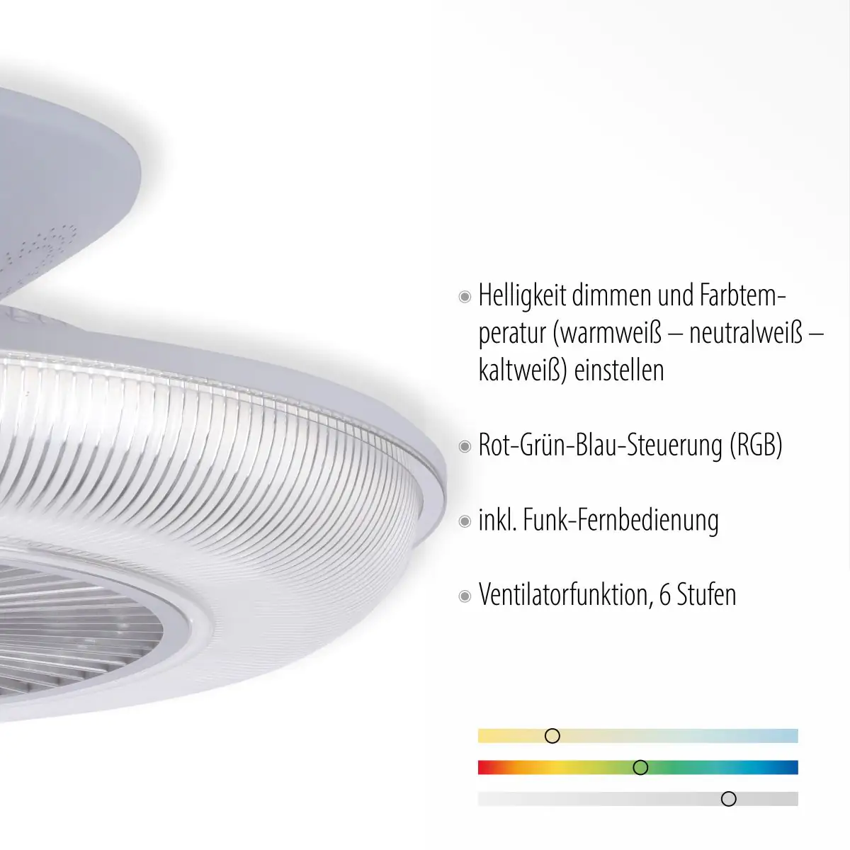 Leuchten Direkt LED Deckenleuchte Dion mit Ventilator Ø 57,5 cm RGB Leuchten Direkt LED Deckenleuchte Dion mit Ventilator Ø 57,5 cm RGB